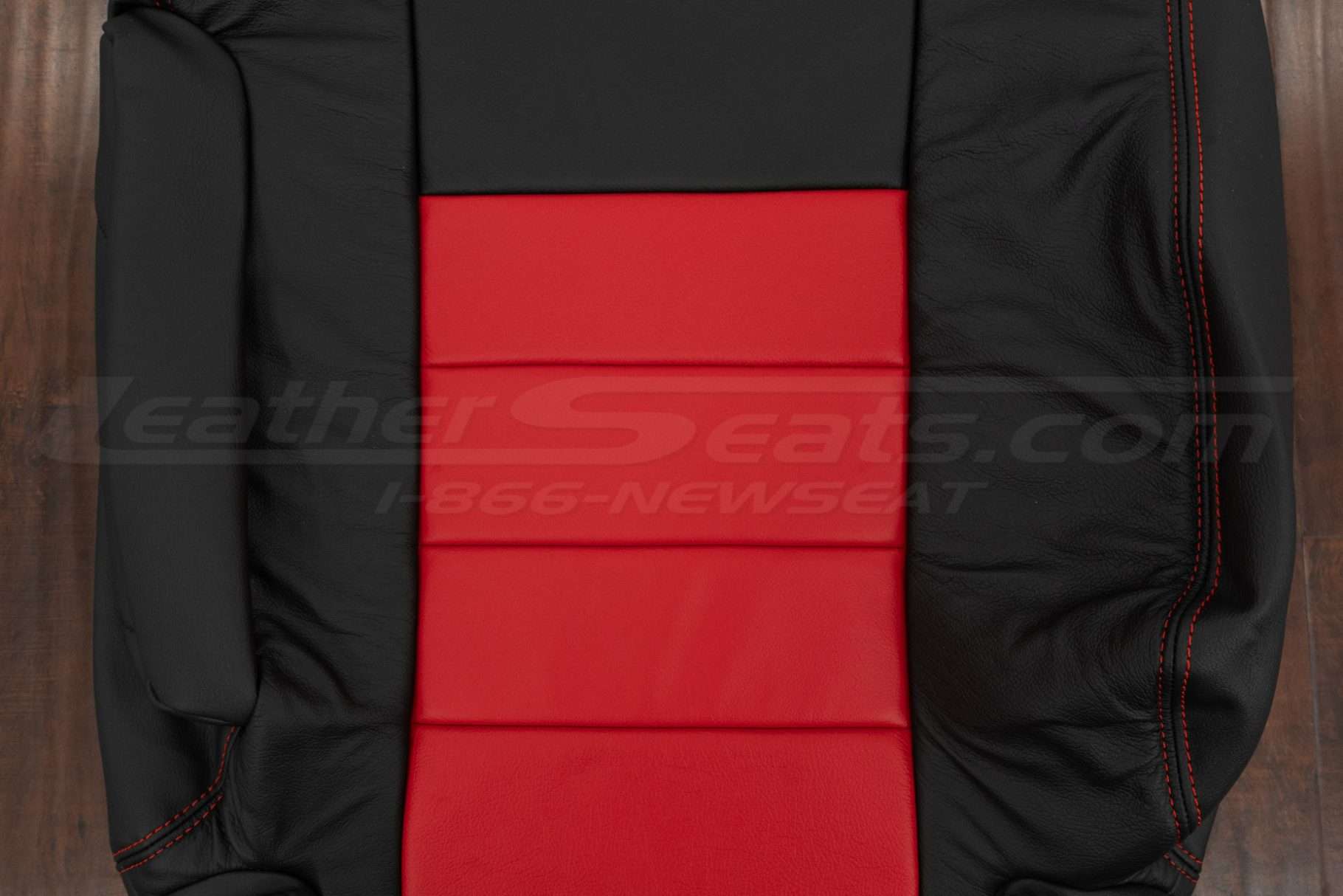 Bright red insert section of Hummer h@ backrest upholstery