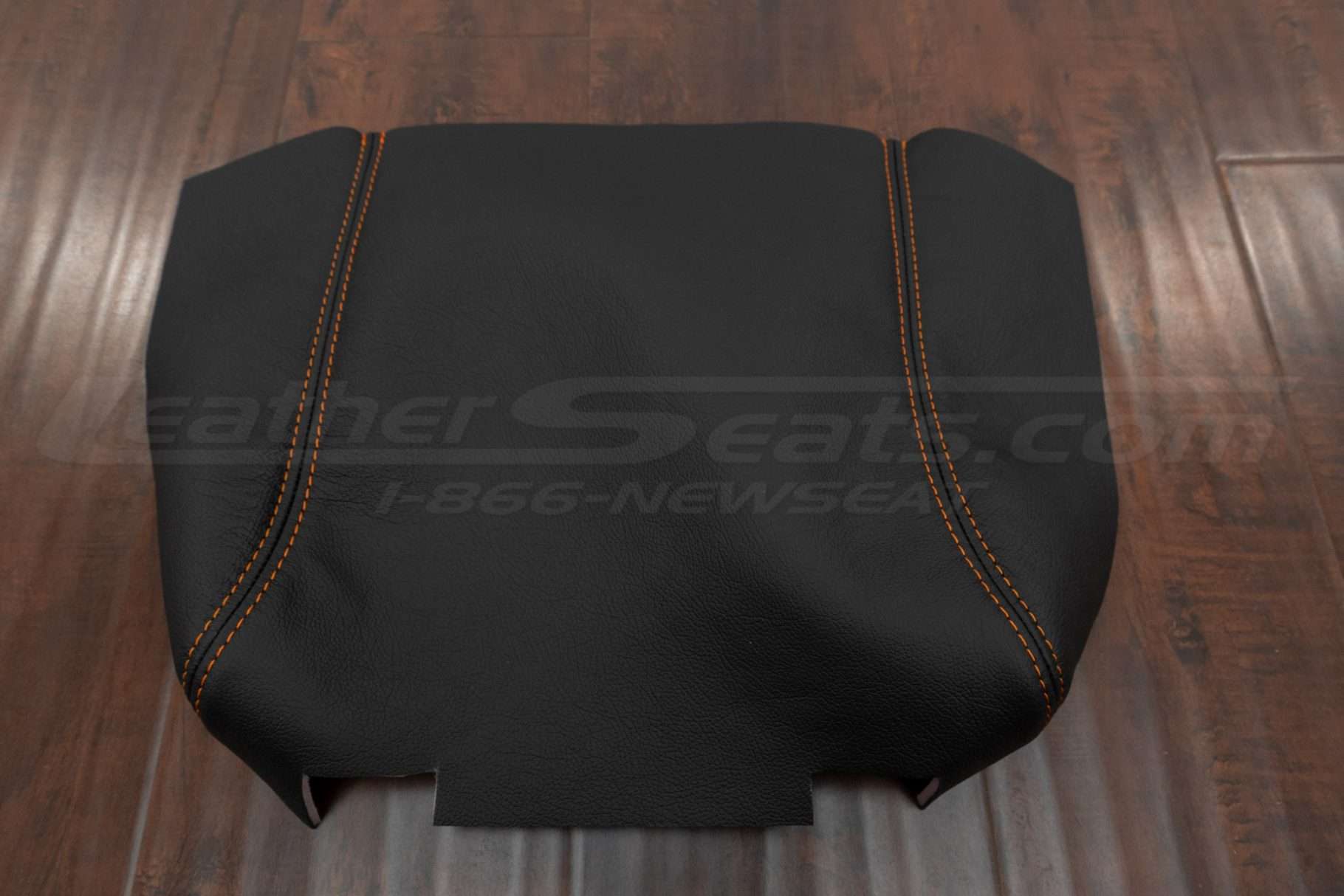 Flat lay of leather console lid cover for Ford F-150 trucks