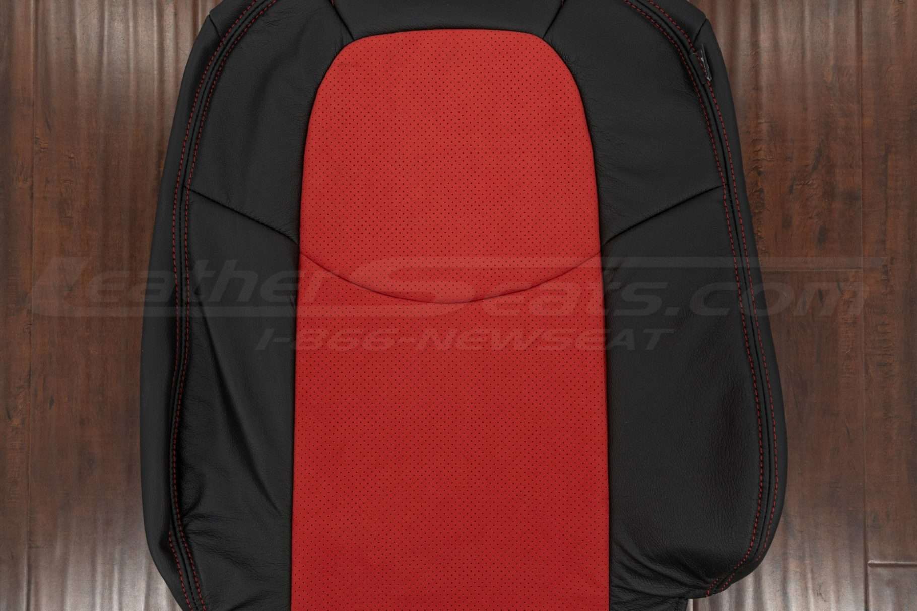 EPerforated Red Synthetic Suede section of backrest upholstery