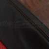 Contrasting Red double-stitching on Black leather
