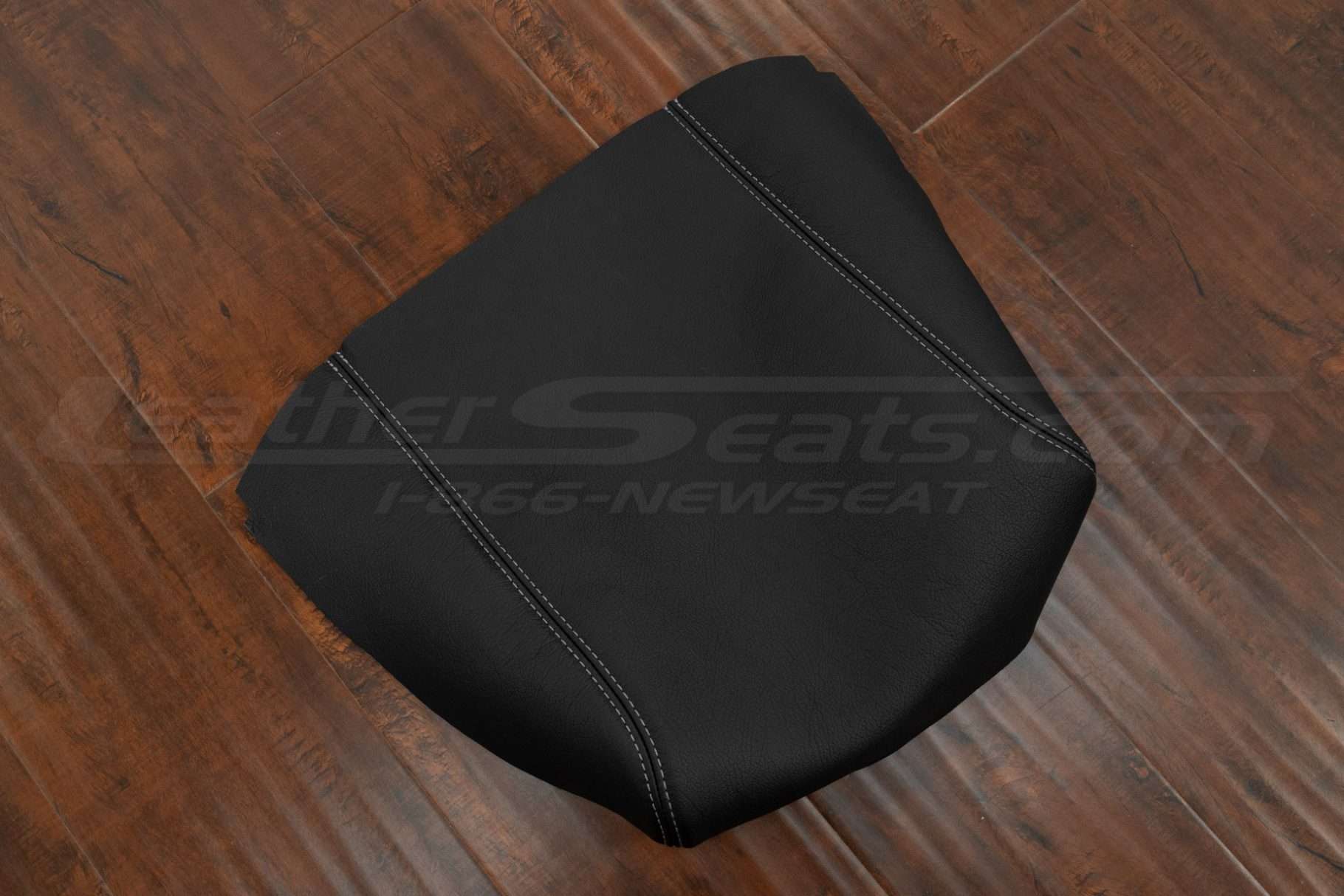 Aftermarket Ford F-150 leather console lid cover in Black with stone stitching