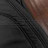 Black double-stitching on black leather
