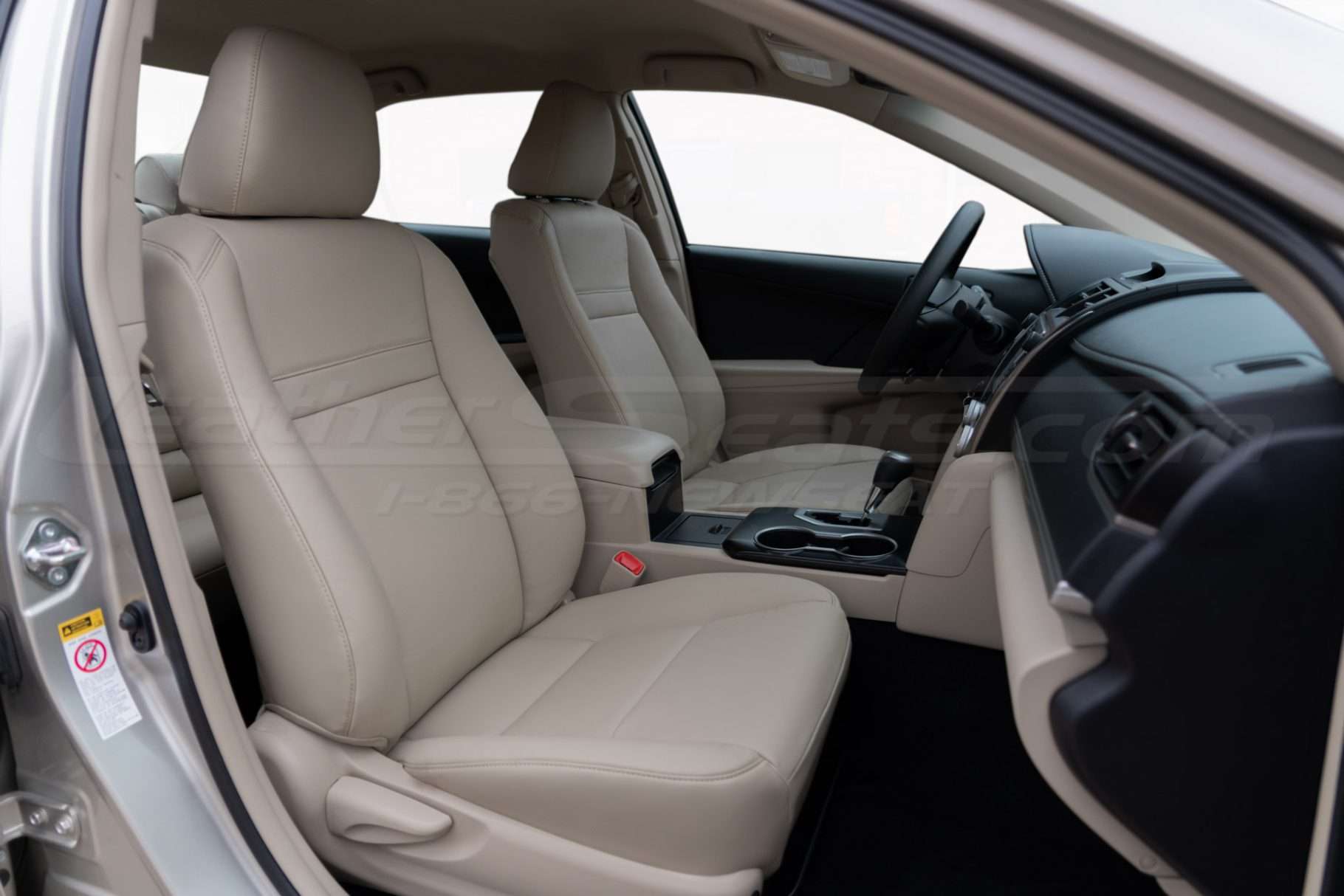 2012-2014 Toyota Camry aftermarket leatther seat covers - installed - ivory