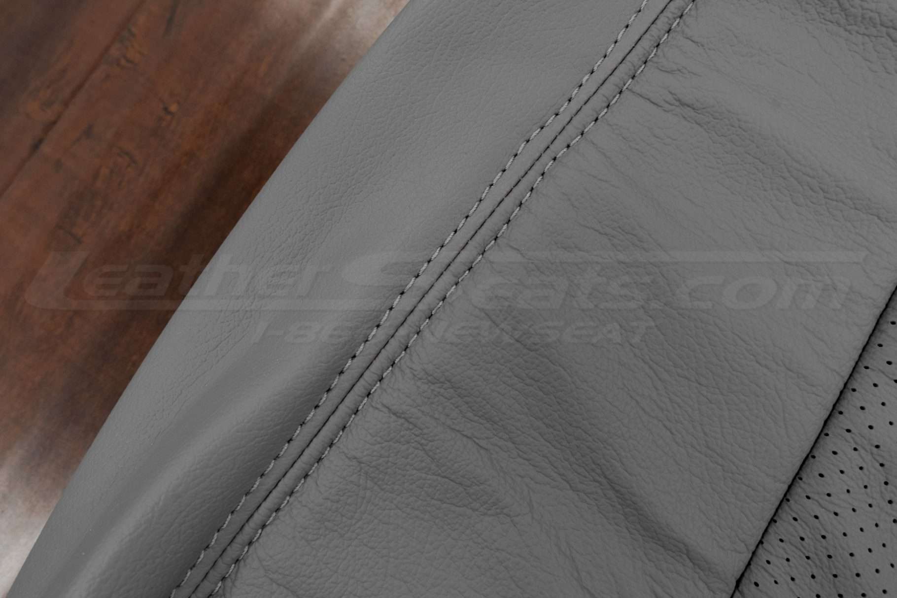 Matching Ice Grey stitching on Ice Grey leather