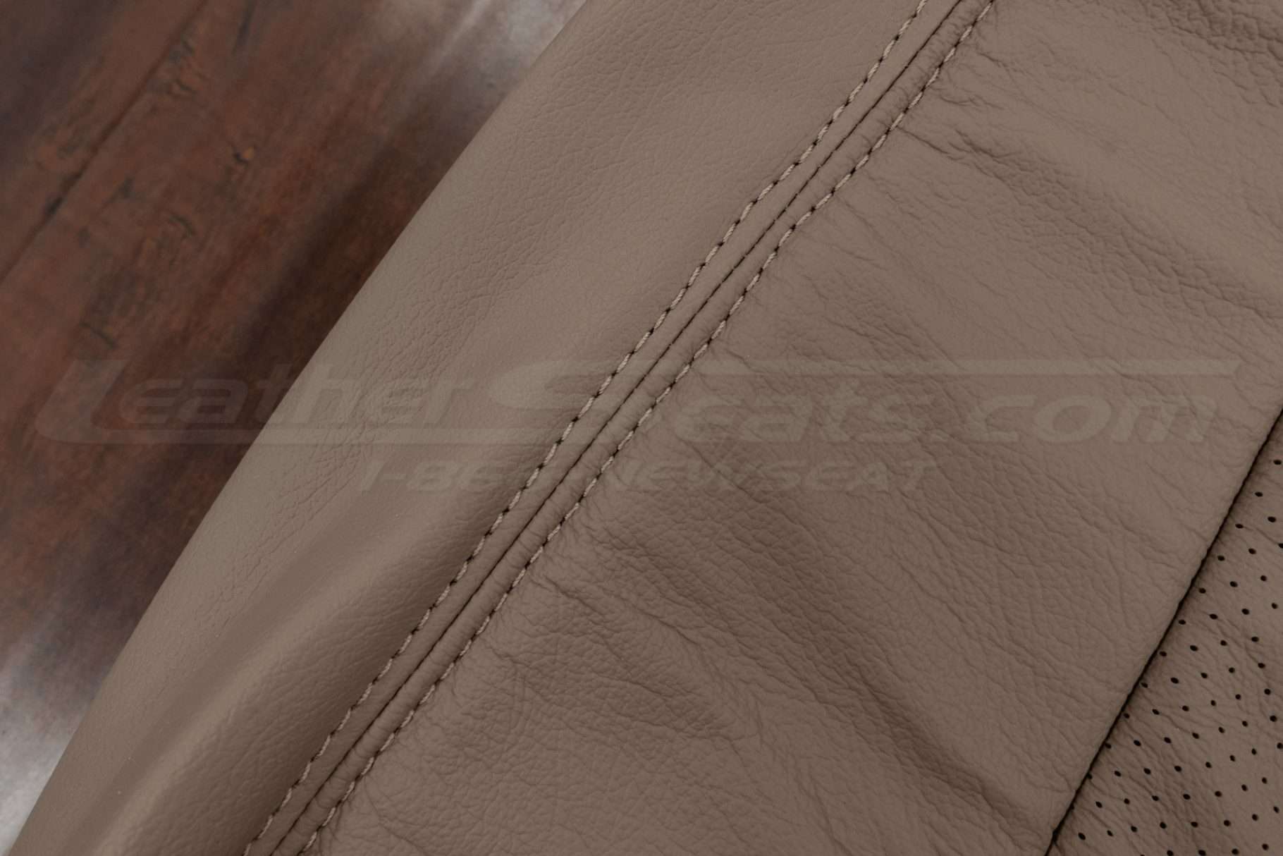 Ivory leather with matching Ivory stitching close-up