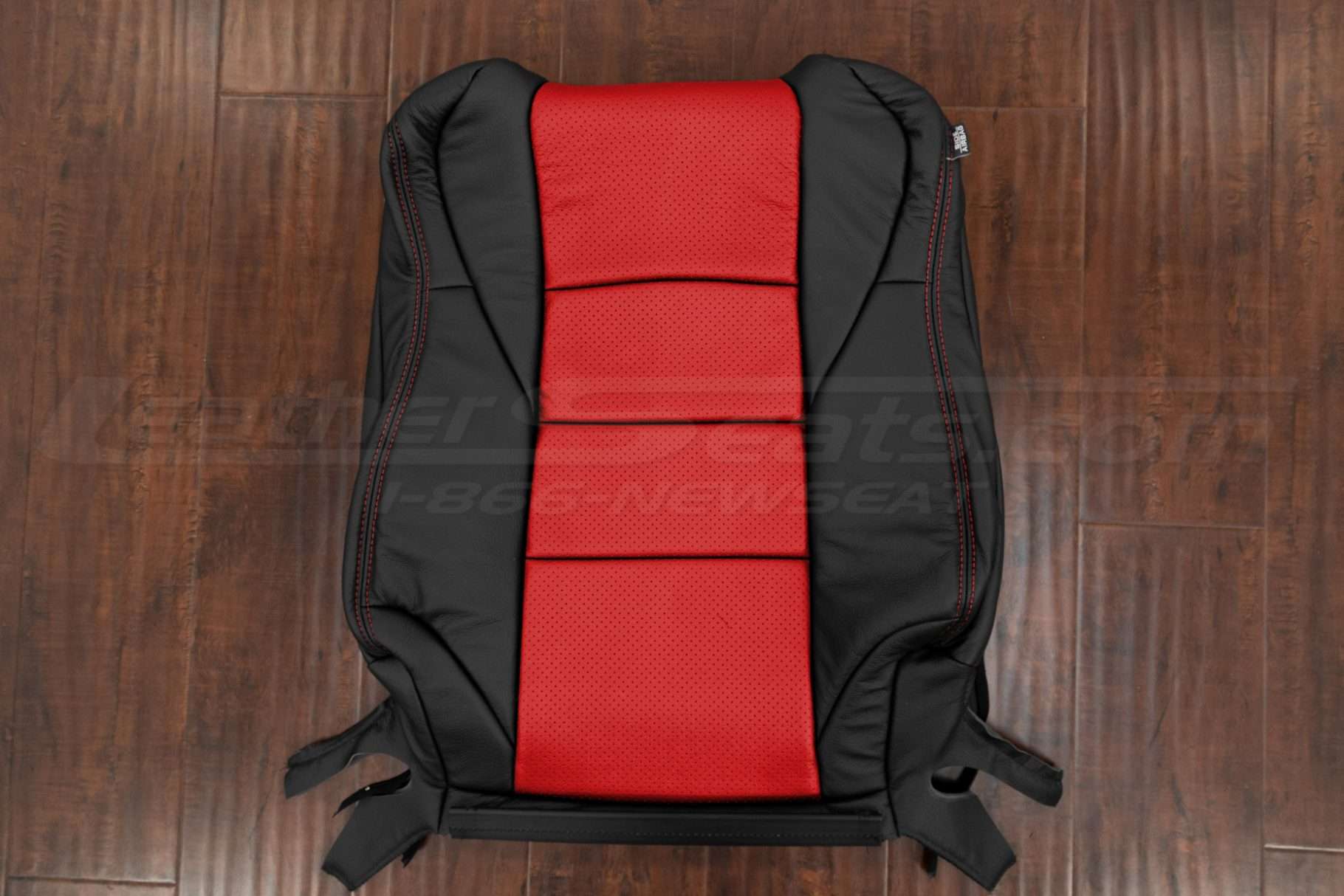 2003-2008 Nissan 350z leather backrest upholstery with perforated body in black and bright red