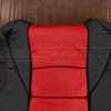 Upper section of leather backrest upholstery in black and bright red