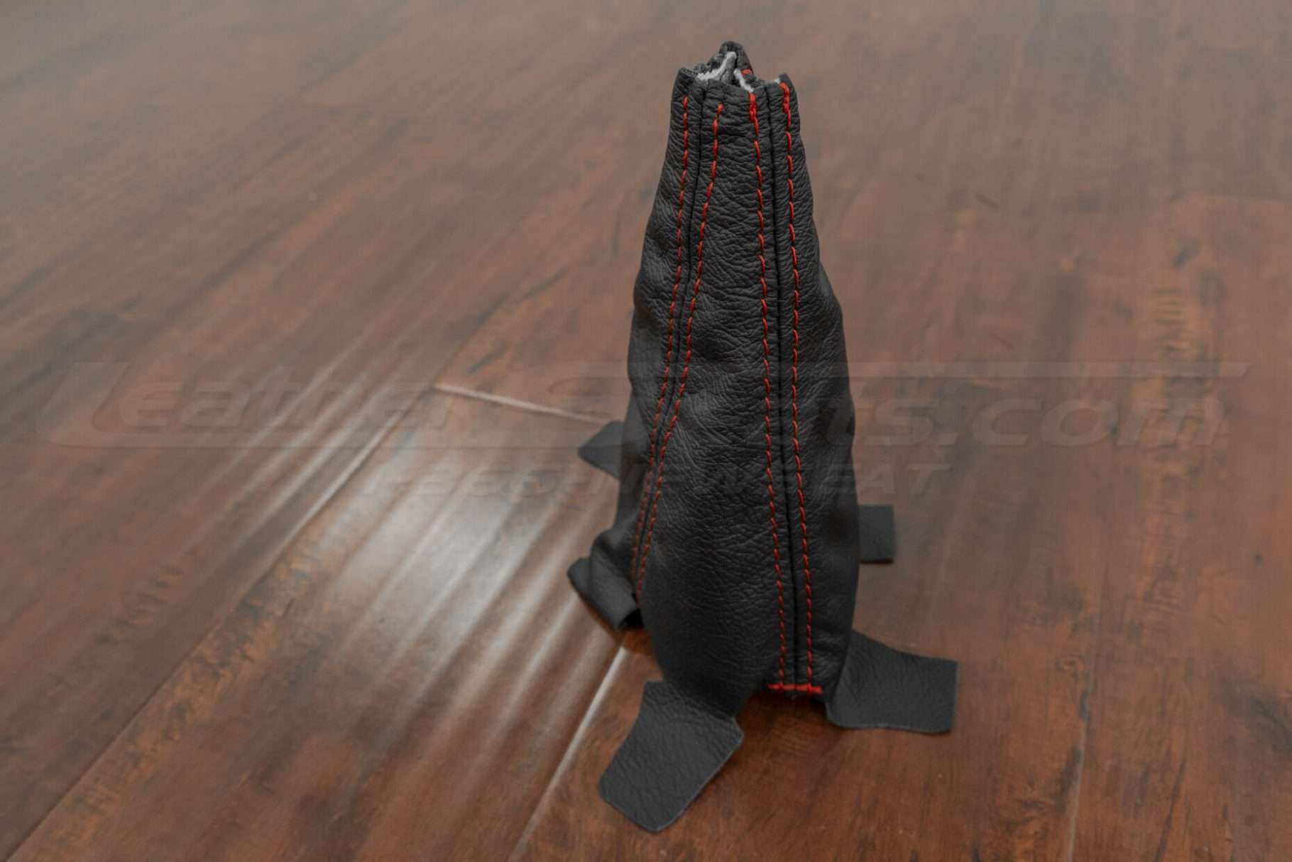 Acura RSX leather shift boot upholstery in black with red stitching