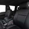 Medium shot of black leather headrest and backrest installed