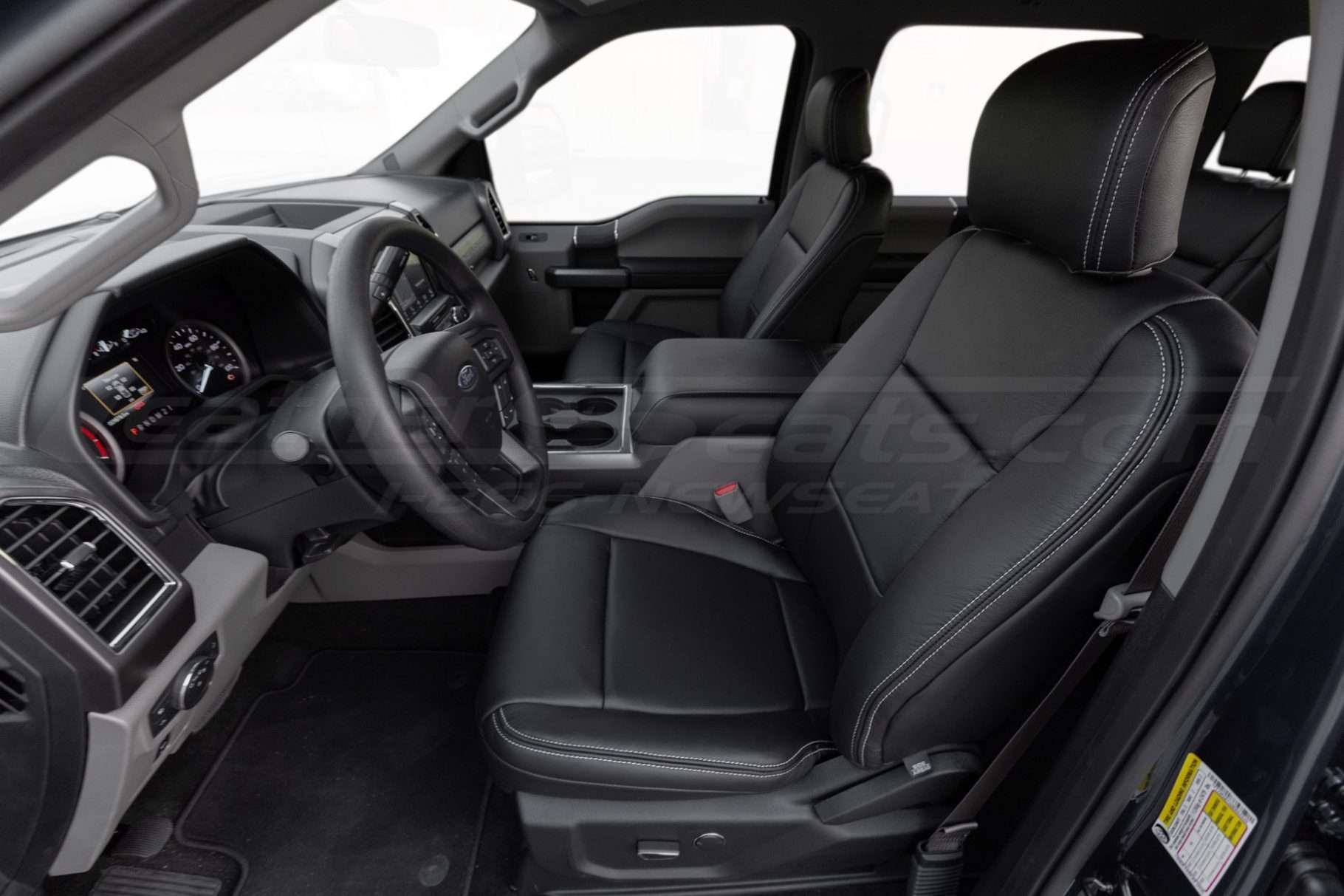 2017-2022 Ford SuperDuty custom black leather seats with silver stitching - Front driver seat