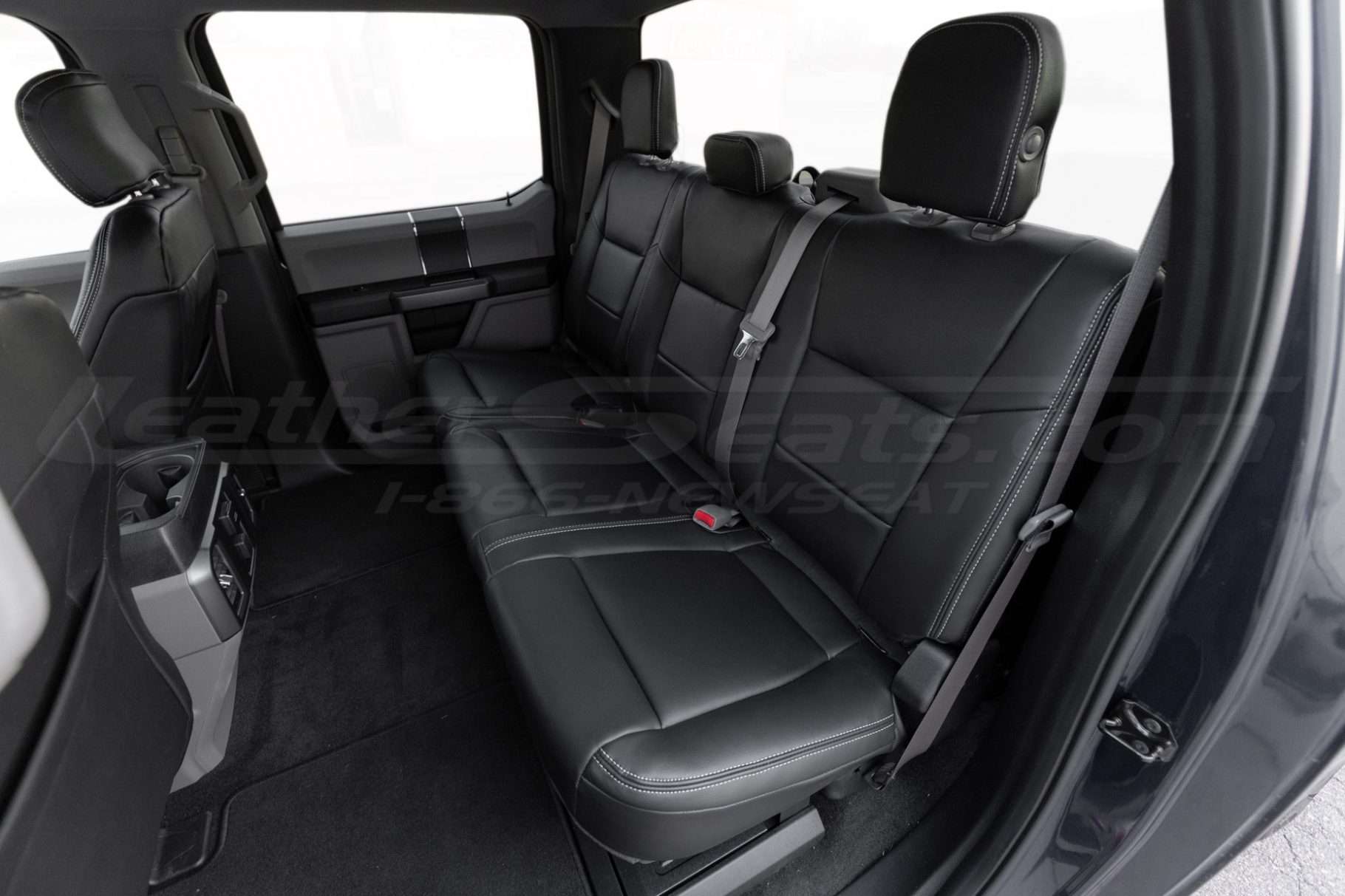 2017-2022 Ford F-250/F-350/F-450-F-550 afftermarket installed black leather seats - Rear seats from driver side