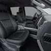 Ford SuperDuty with installed black leather seats and silver stitching - front passenger
