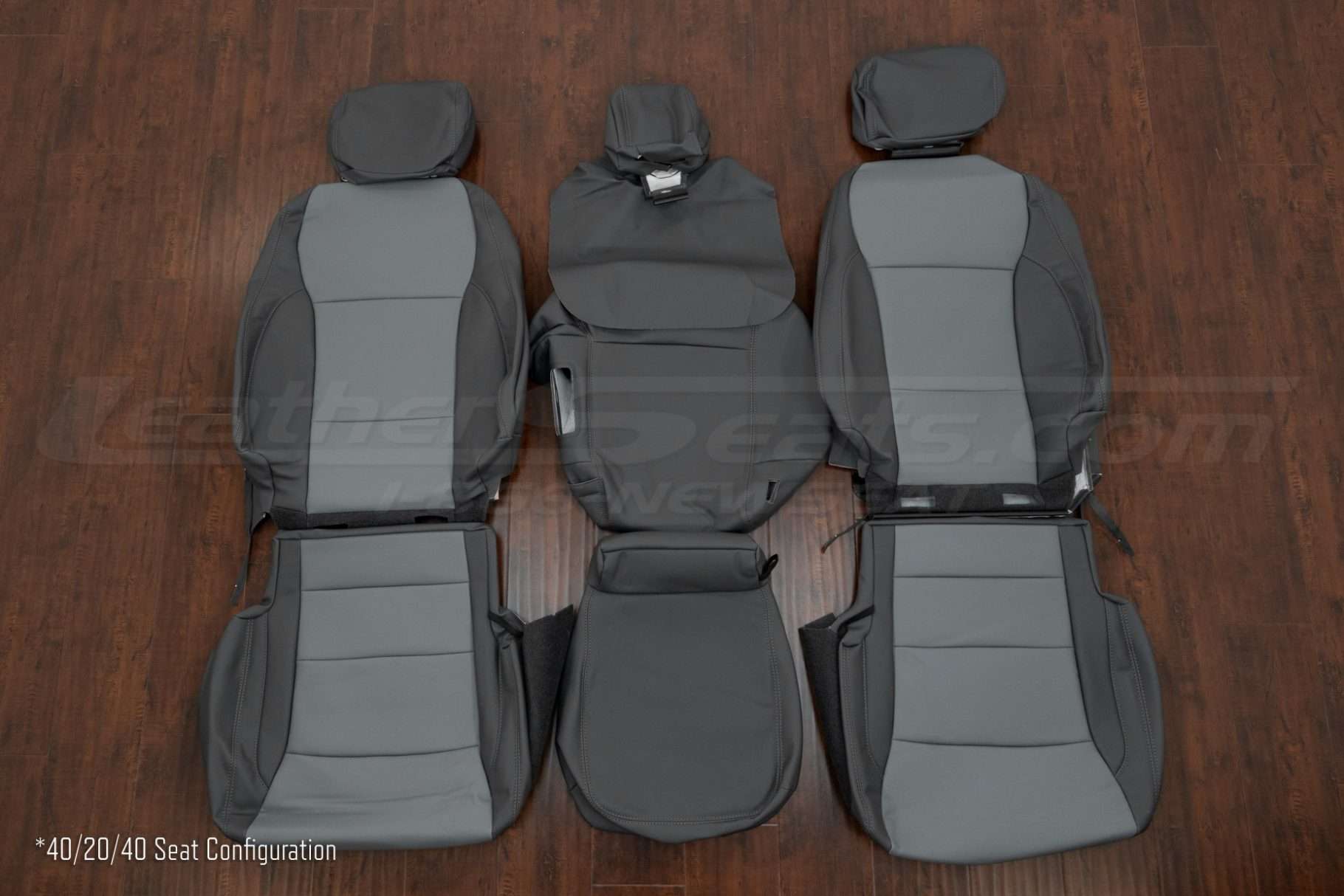 Premium Ford F-250/350/450/550 premium leather seat interior kit - Charcoal/Crafter Grey- Front seat 40/20/40 upholstery