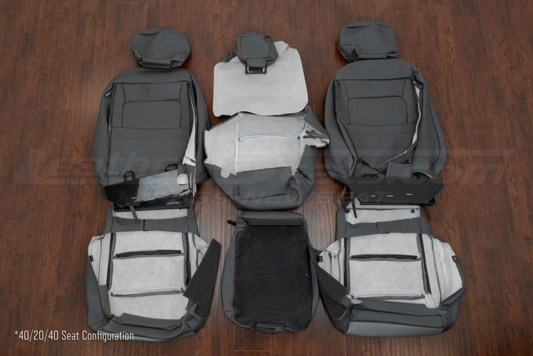 Rear seat 40/20/40 leather upholstery kit flipped