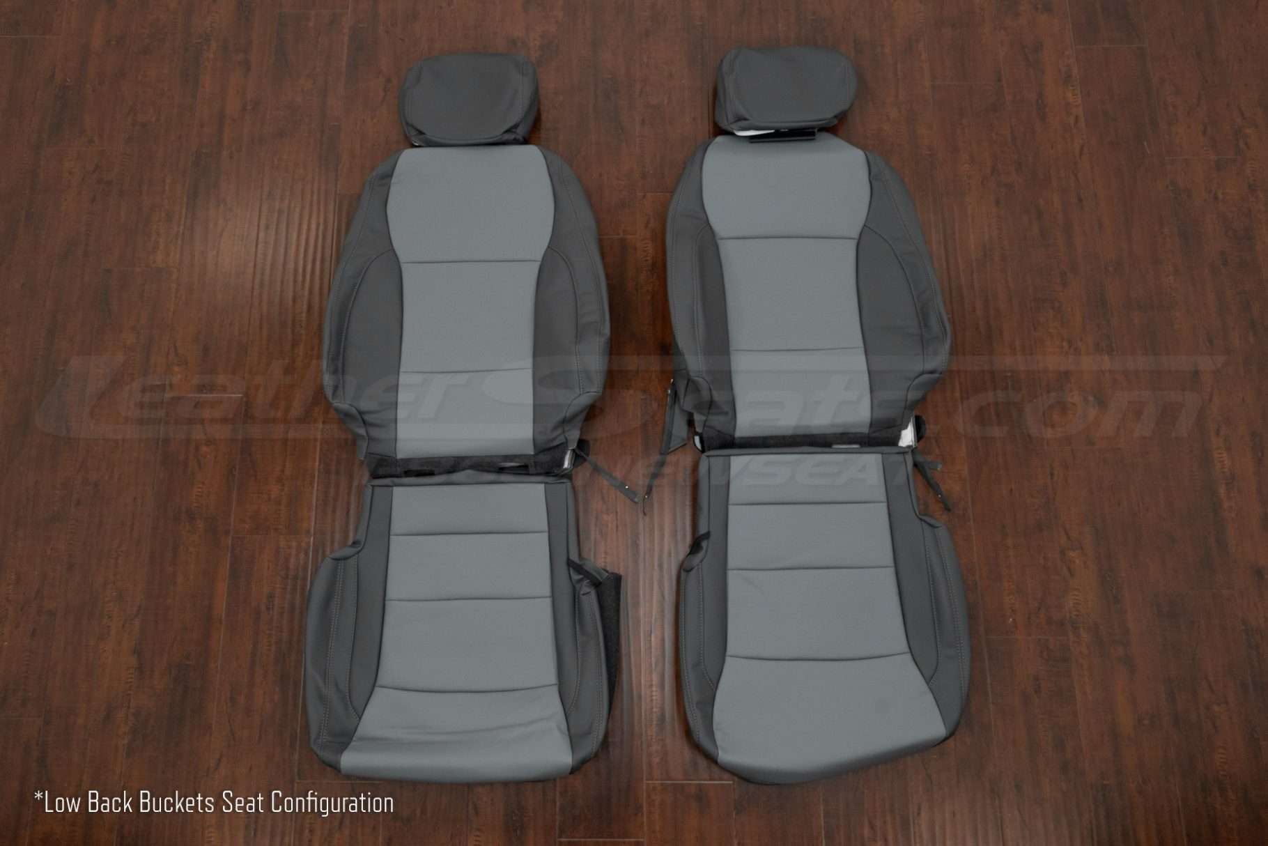 2023-2025 Ford SuperDuty aftermarket leather seat interior kit - Charcoal/Crater GFrey - Front seat upholstery low back bucket seats