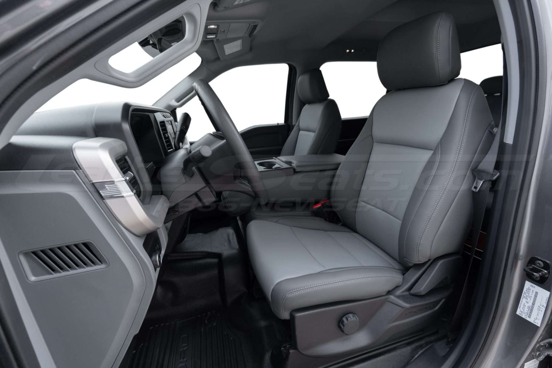 2024 Ford SuperDuty Low Back Bucket seat configuration with premium leather seat covers installed