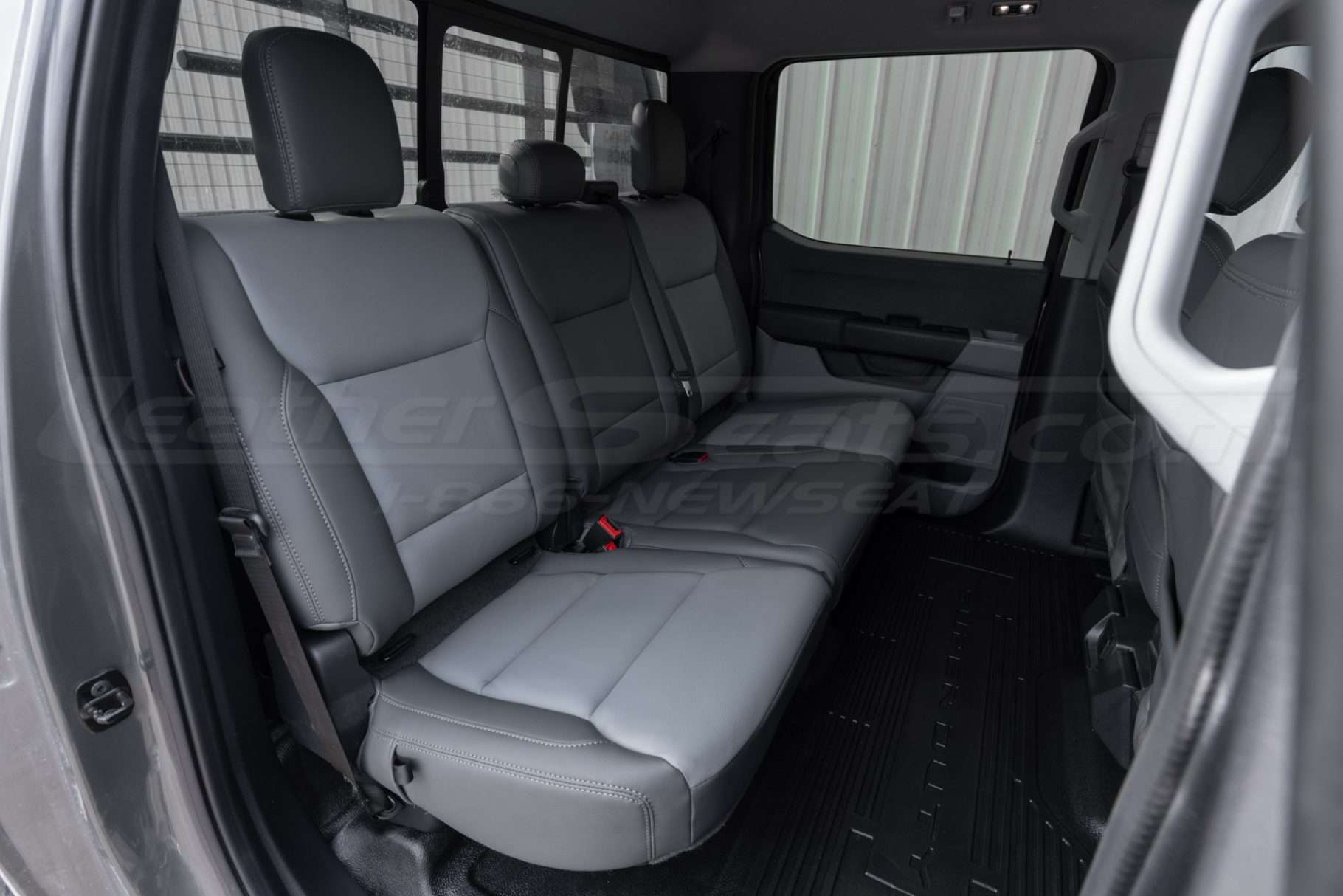 2023-2025 Ford F-250 / F-350/ F-450 aftermarket installed leather seats - Rear seat in charcoal and crater grey