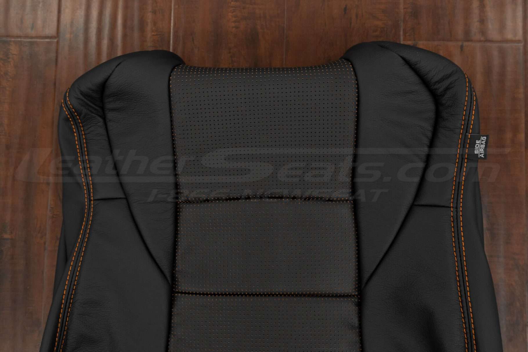 Upper section of leather backrest uphlstery