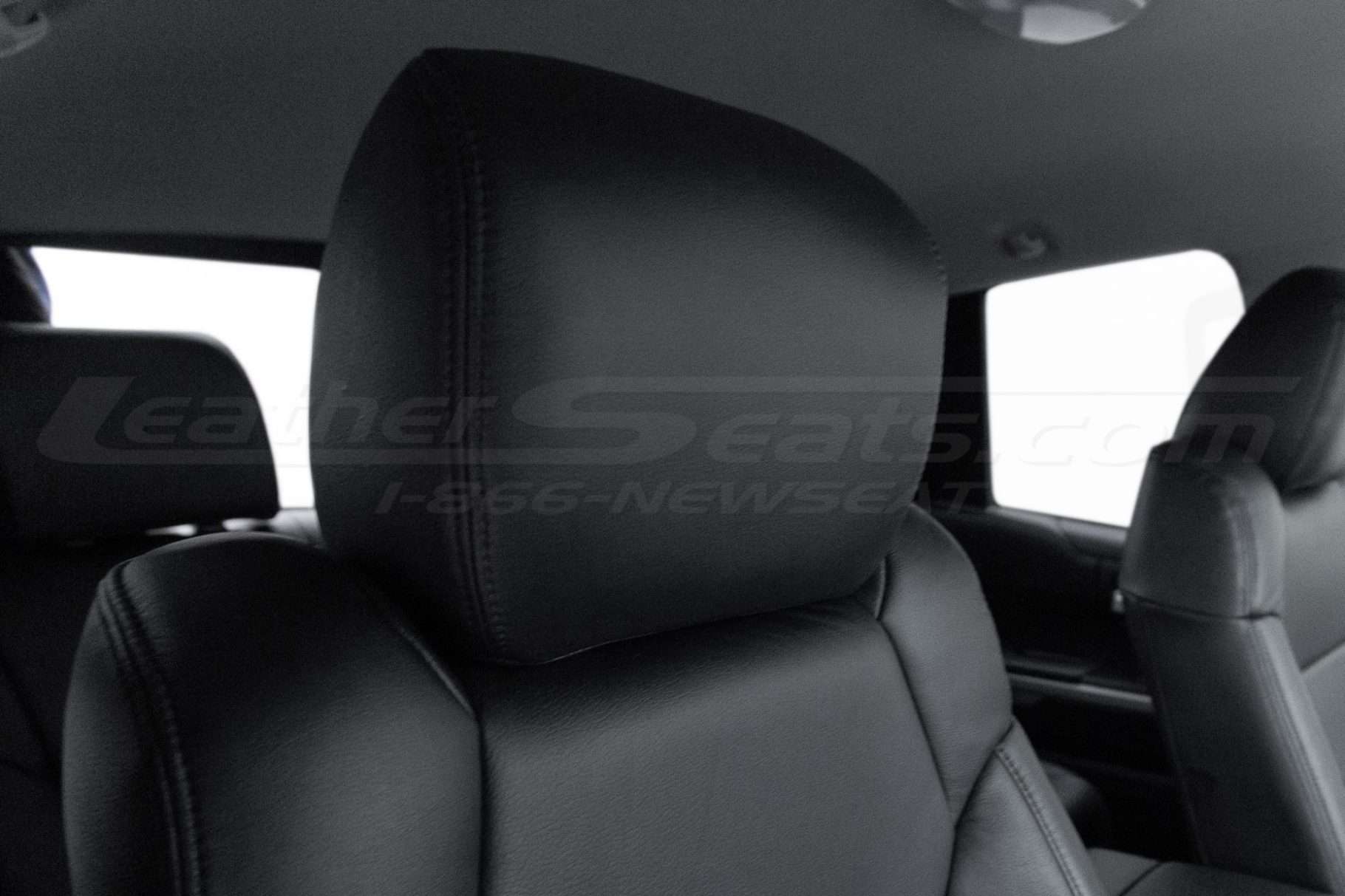 Toyota Tundra black leather headrest close-up