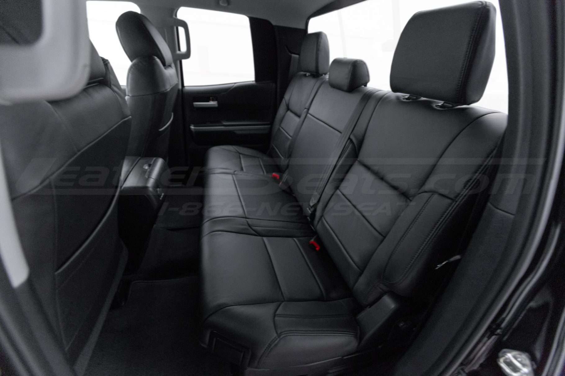 Toyota Tundra black installed leather seats - rear seats from driver side