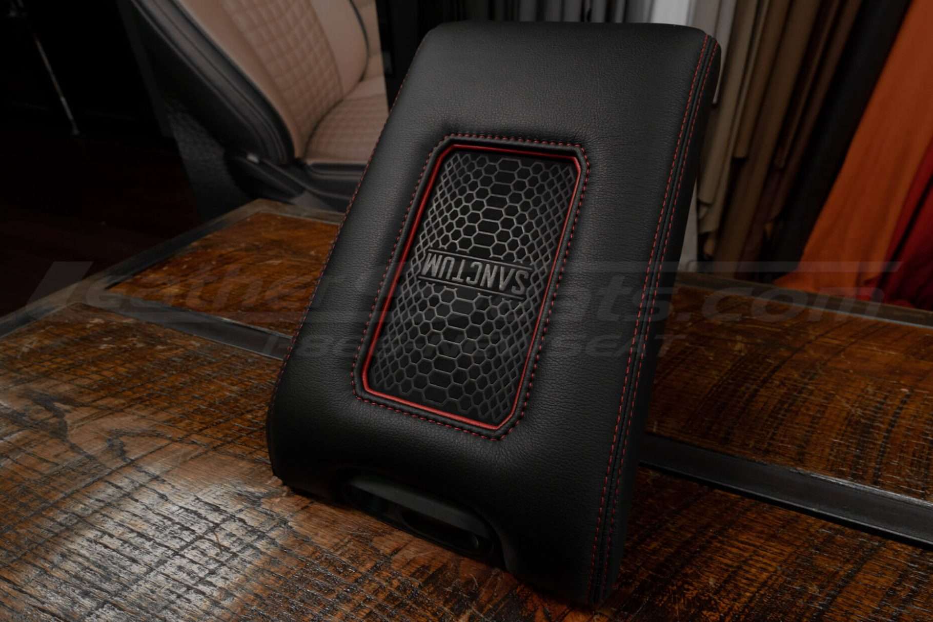 Alternative side view of wireless phone charging console for ford trucks