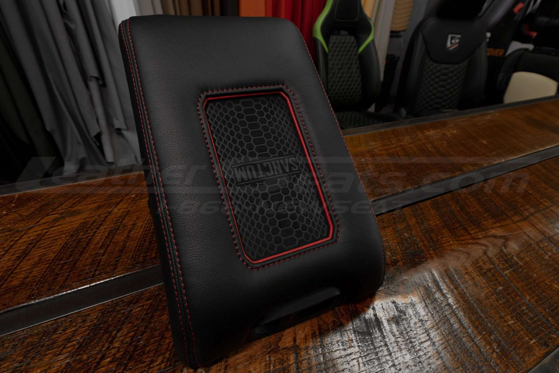 2009-2014 Ford F-150 Sanctum Wireless Charging console in Black-Red-Red