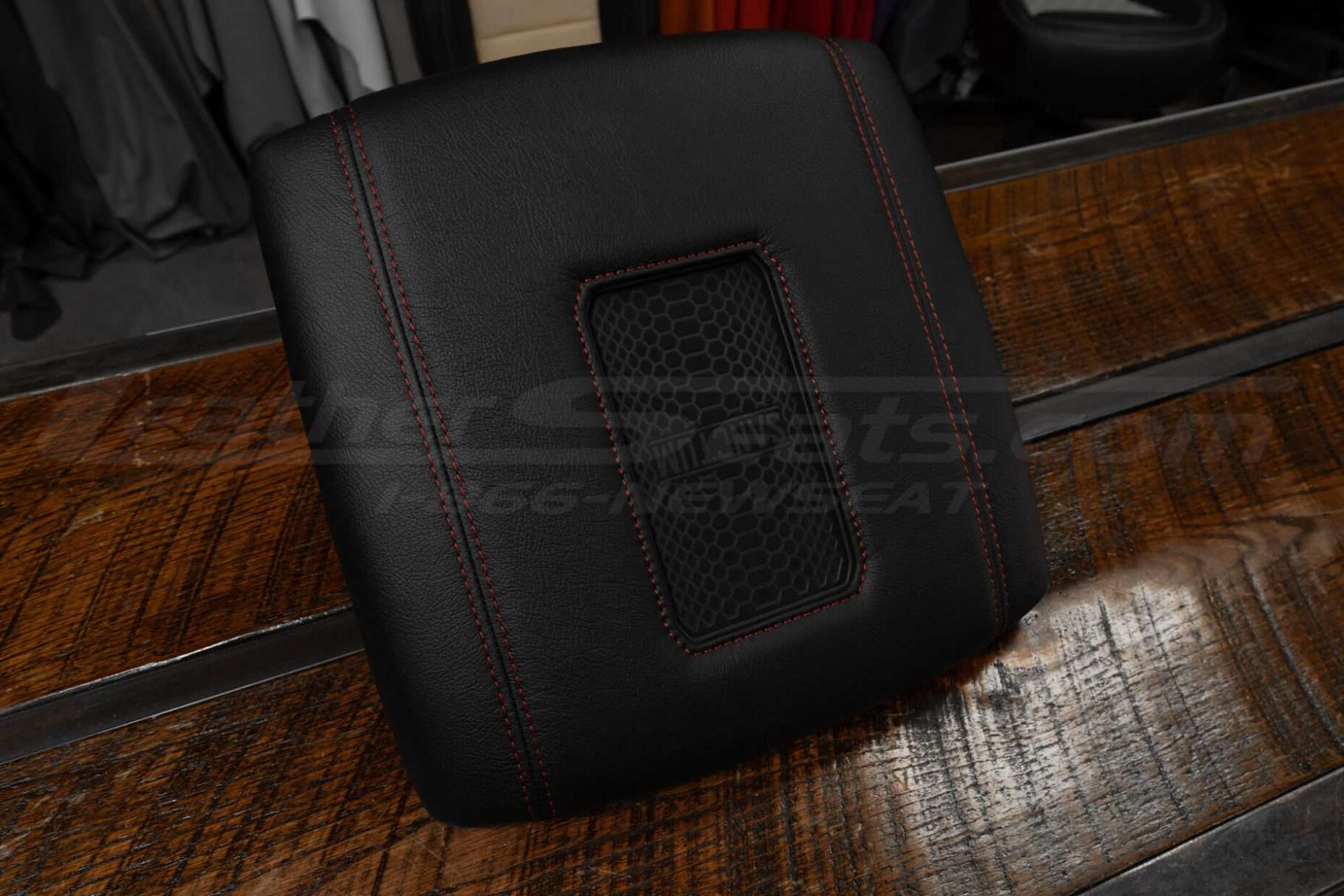 Top down side view on wireless charging console lid cover for dodge trucks