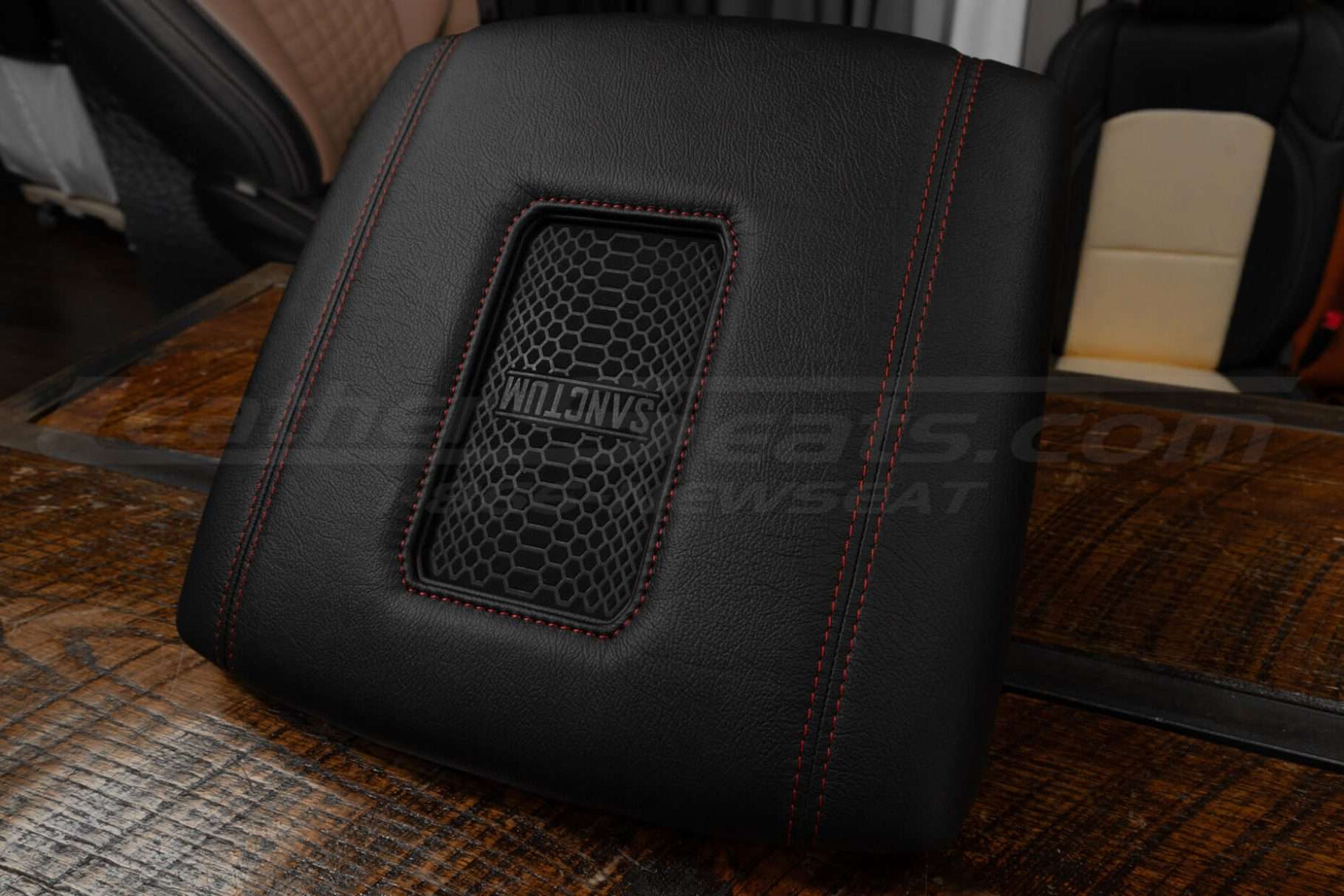 Alternative low side view of phone charging center console for dodge ram