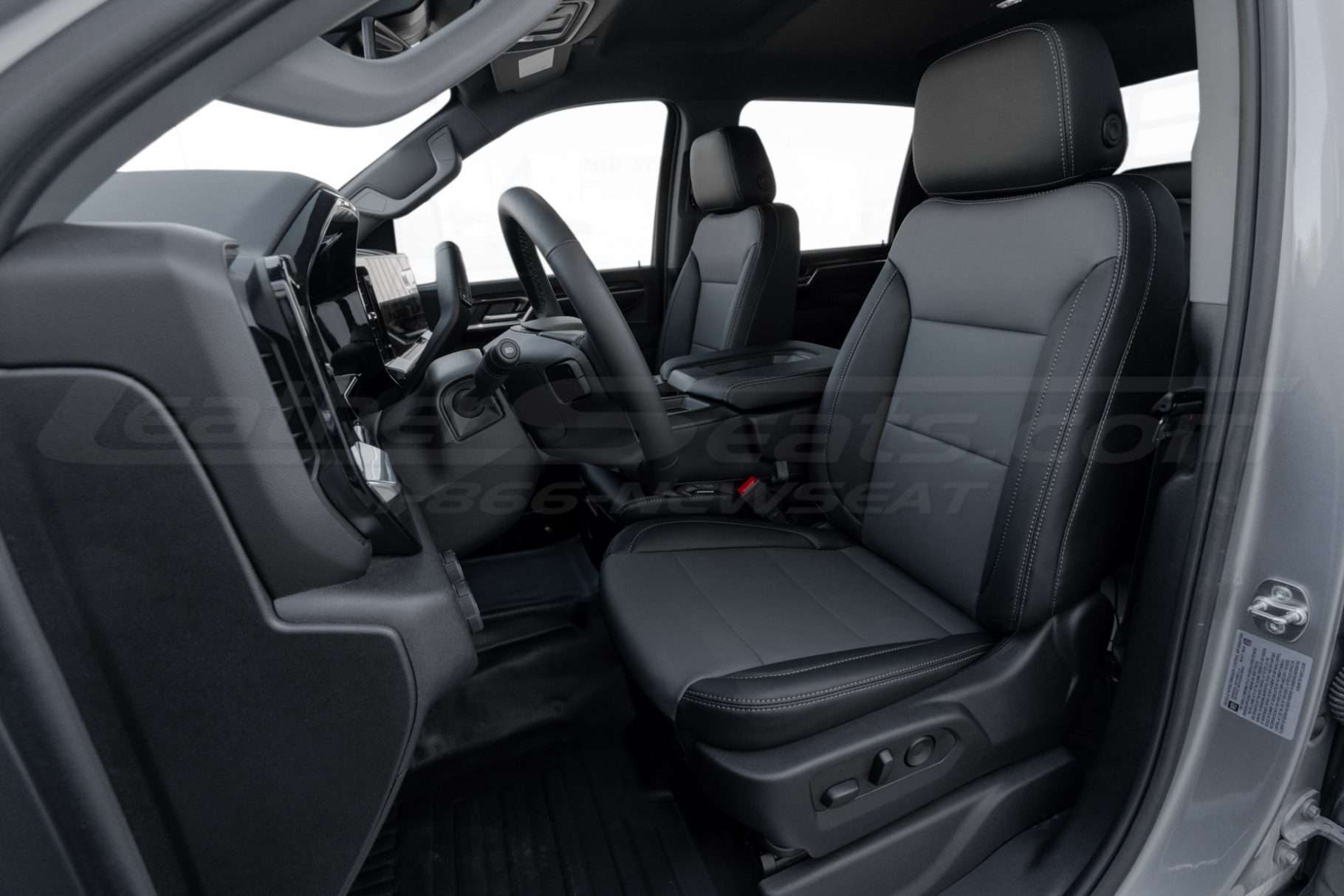 2022-2024 Chevy Silverado aftermarket leather seat cover install - black/charcoal - front driver seat