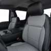 Front backrest and headrest section of installed leather seats