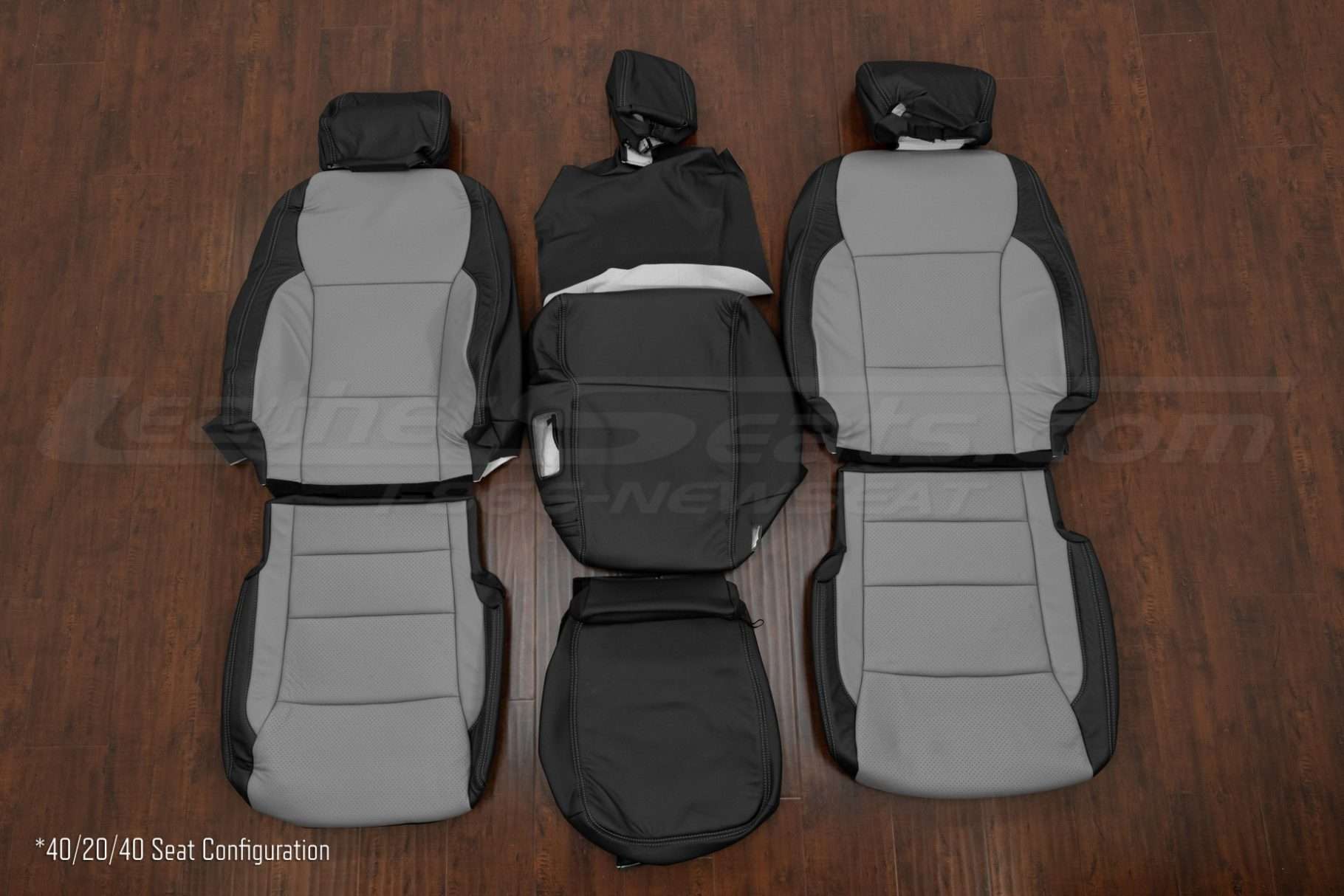 2024 Ford Superduty leather seat interior kit - Black/Ash - 40/20/40 front seat configuration