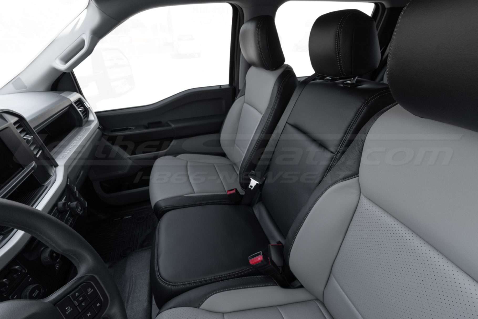 Leather installed jump seat in chair position