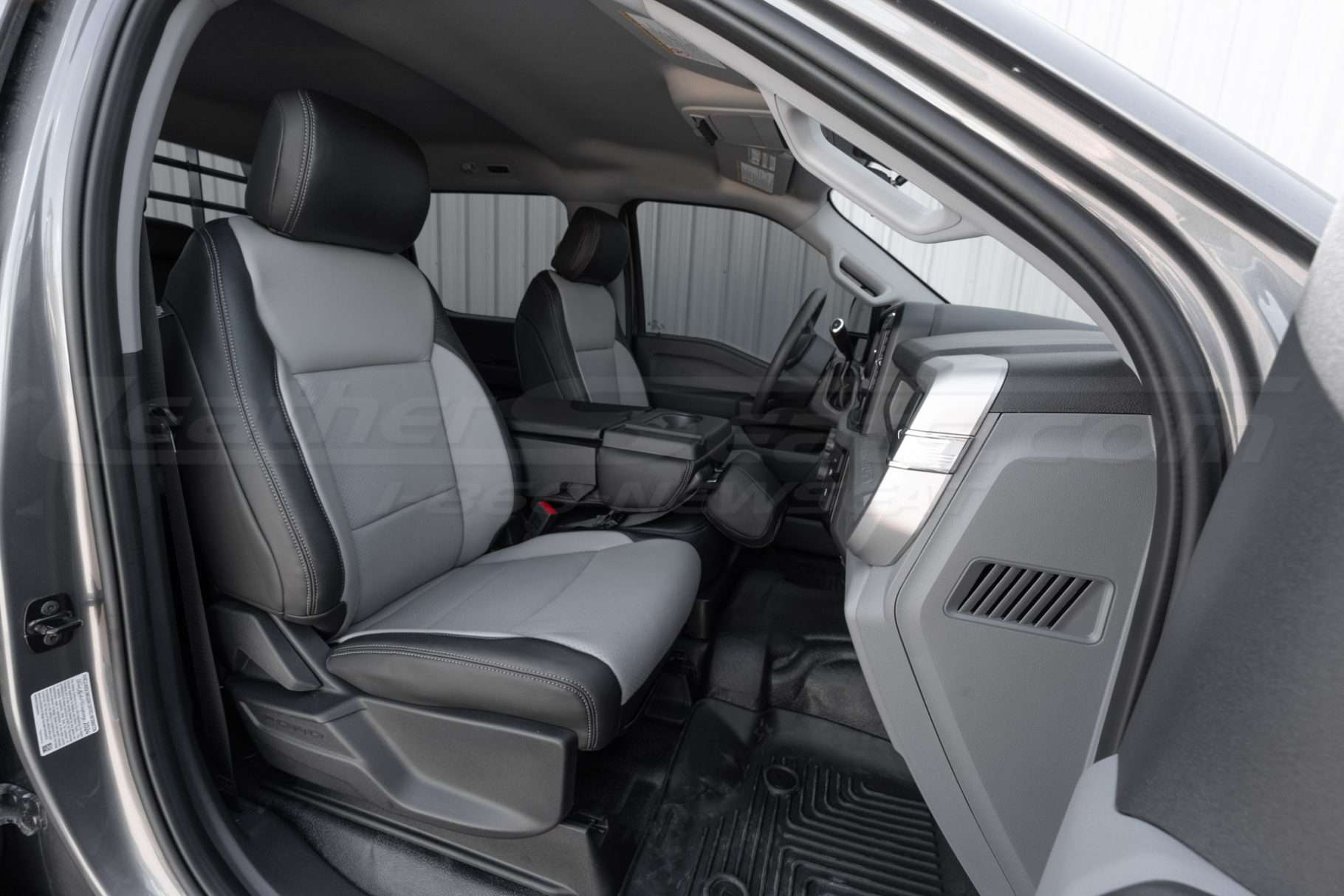 2023-2025 Ford Superduty with aftermarket leather seat covers installed- front passenger side