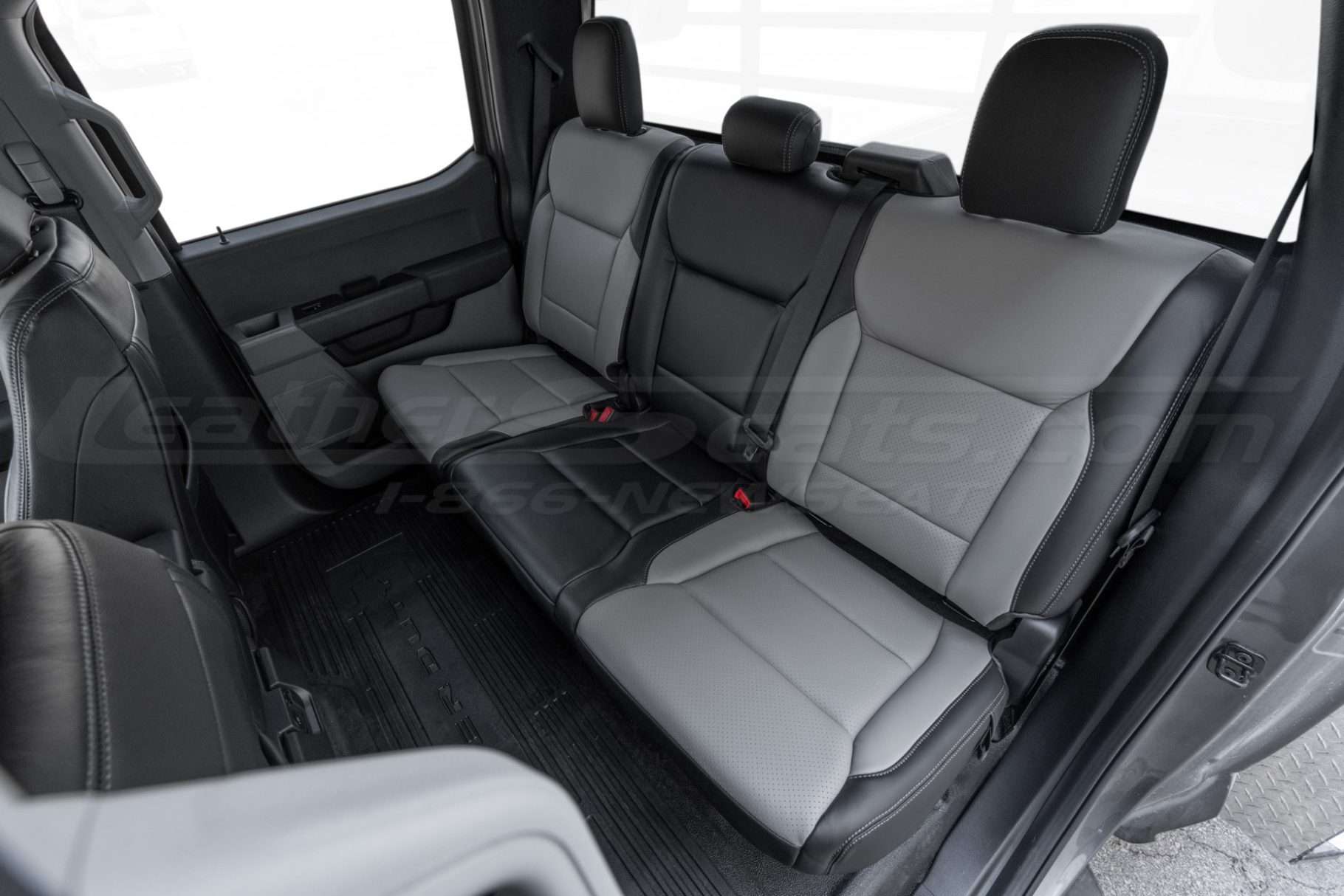 2023-2025 Ford Superduty aftermarket leather seat covers in Black and ash - rear seats driver side