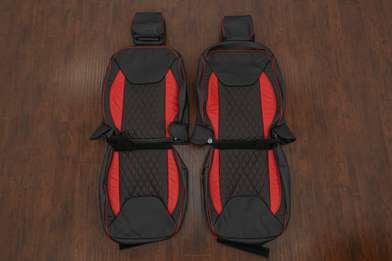 2013-2018 Jeep Wrangler JK Quilted Leather Seat Covers - Black/Bright Red - Featured Image