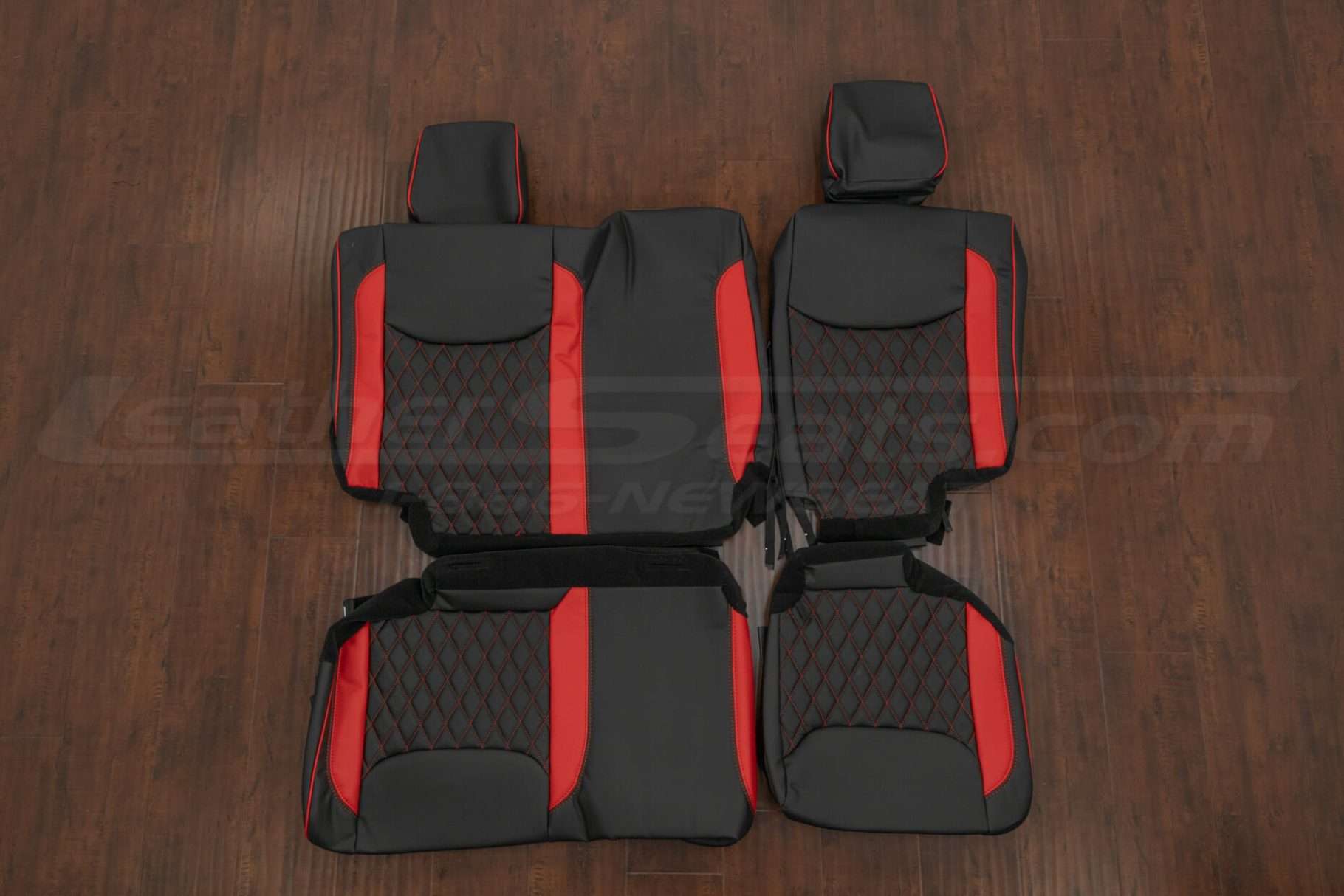 2013-2018 Jeep Wrangler JK rear seat upholstery ion Black/Bright Red with Diamond inserts