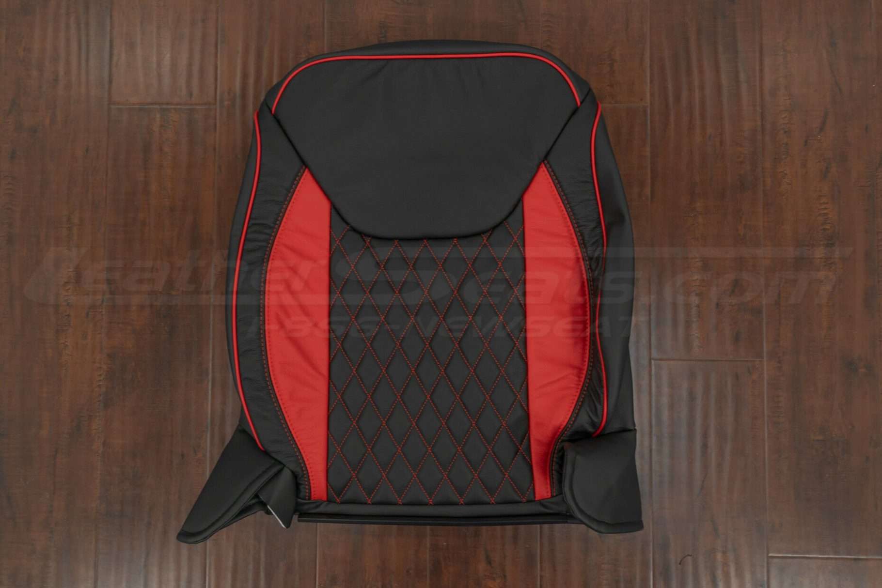 2013-2018 Jeep Wrangler JK leather backrest upholstery in Black & Bright Red with Diamond Insert section