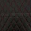Black quilted diamond inserts with contrast bright red stitching