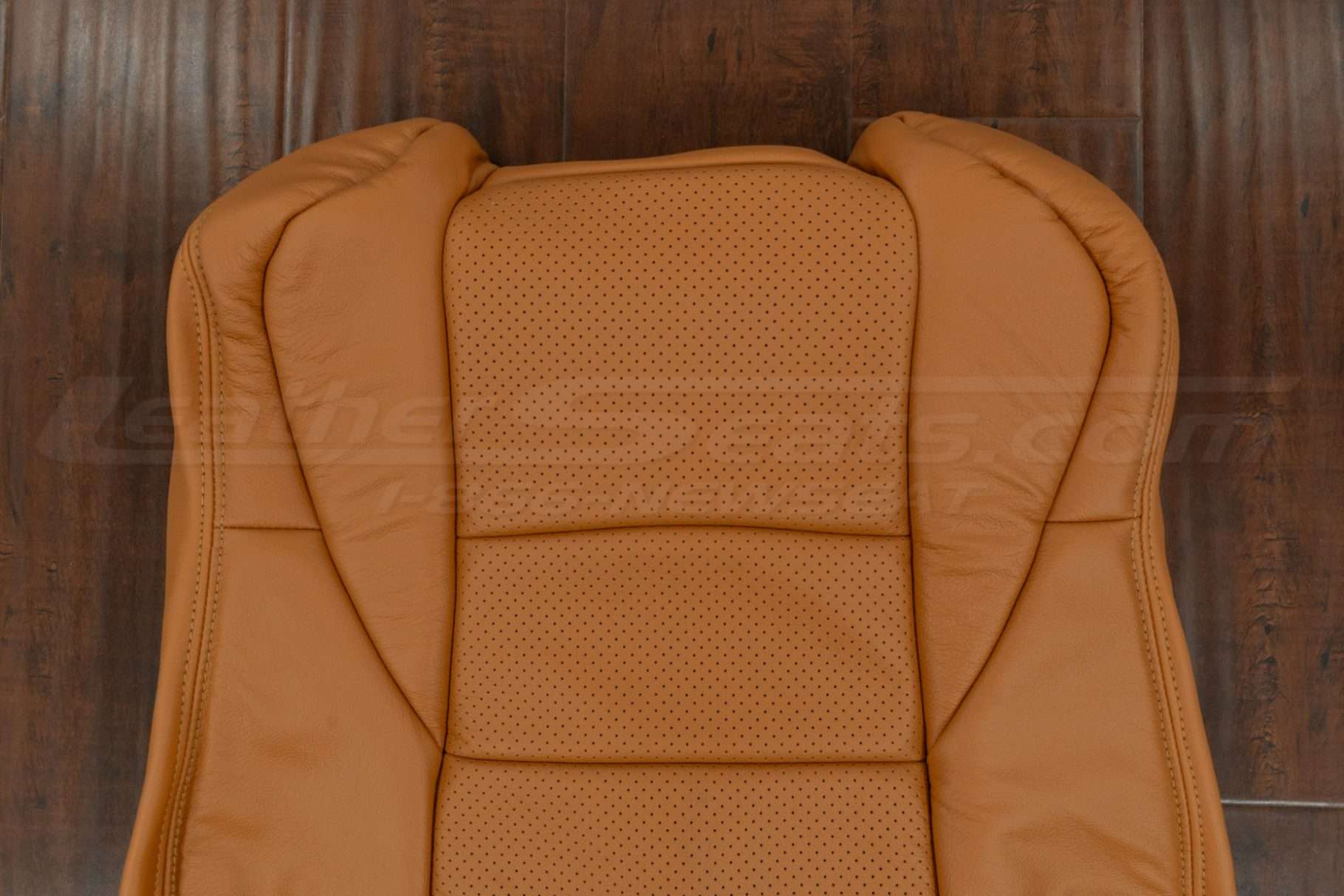 Upper section of perforated leather backrest