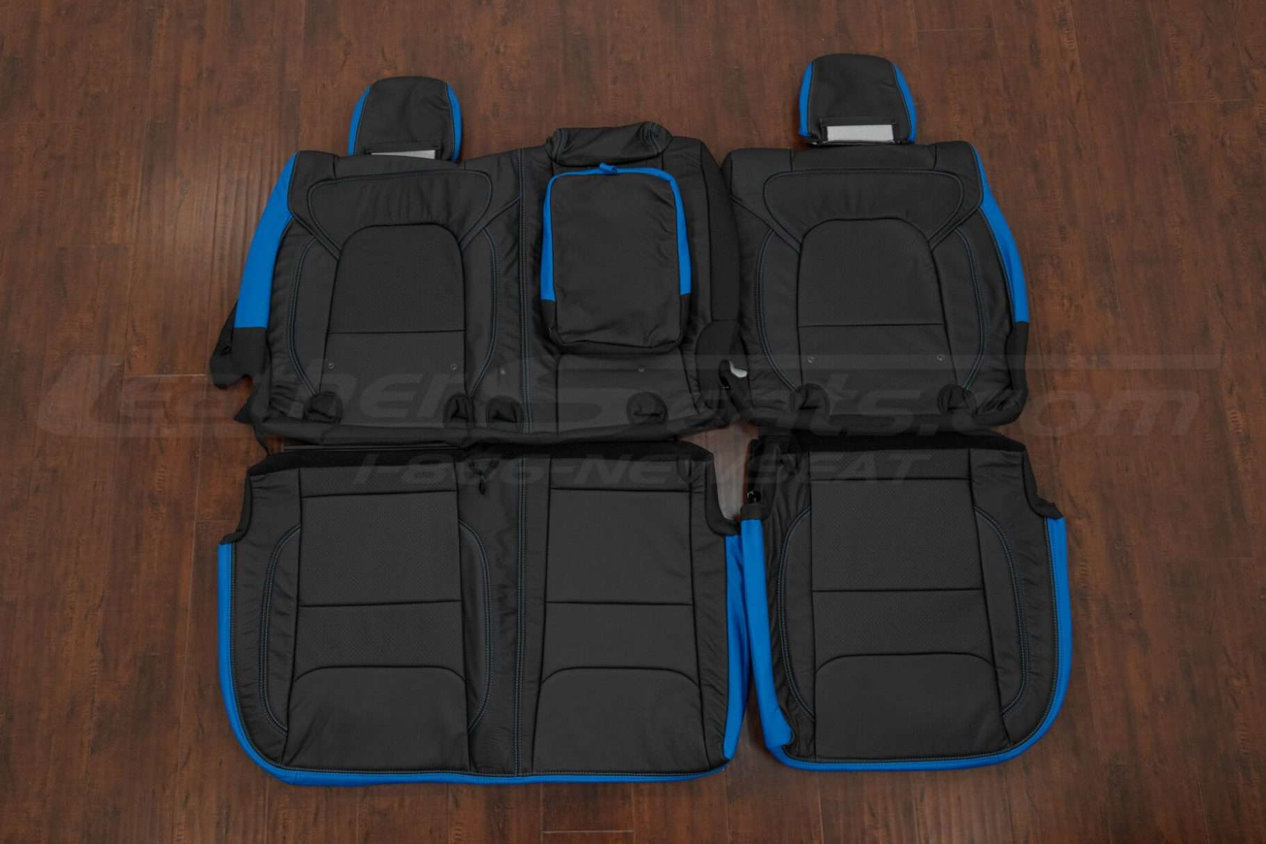 2019-2025 Dodge Ram leather seat interior kit - Cobalt/Black - Rear seat upholstery with armrest
