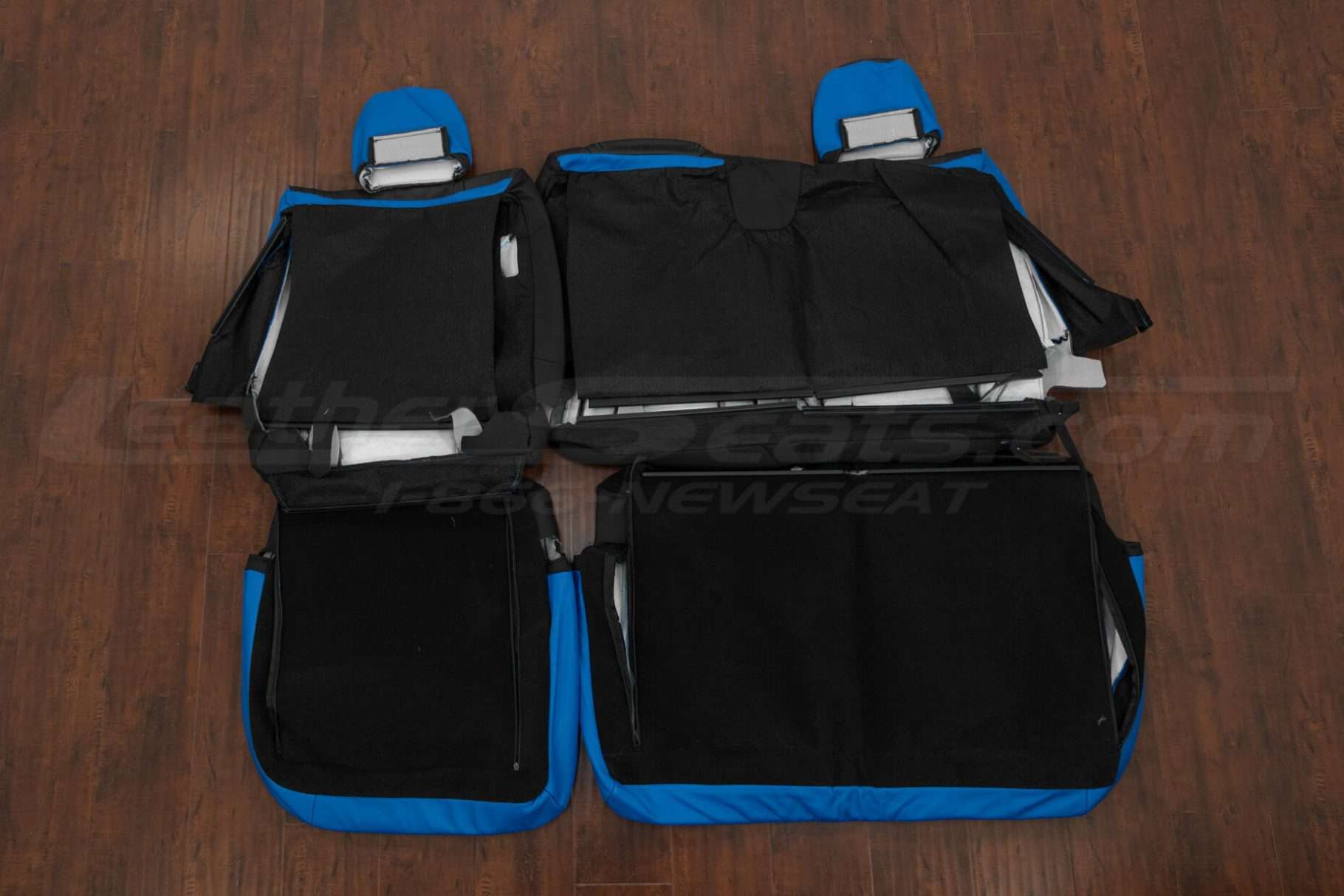 Back view of rear seat leather upholstery