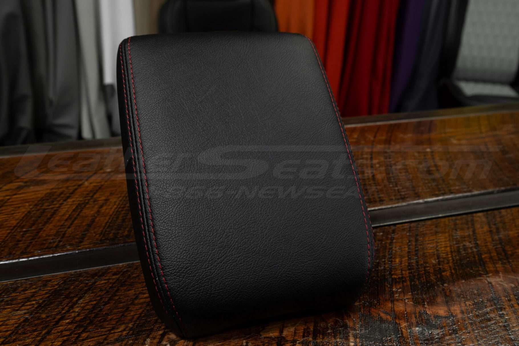Top-down low view of Toyota Tacoma TRP Pro leather console lid cover