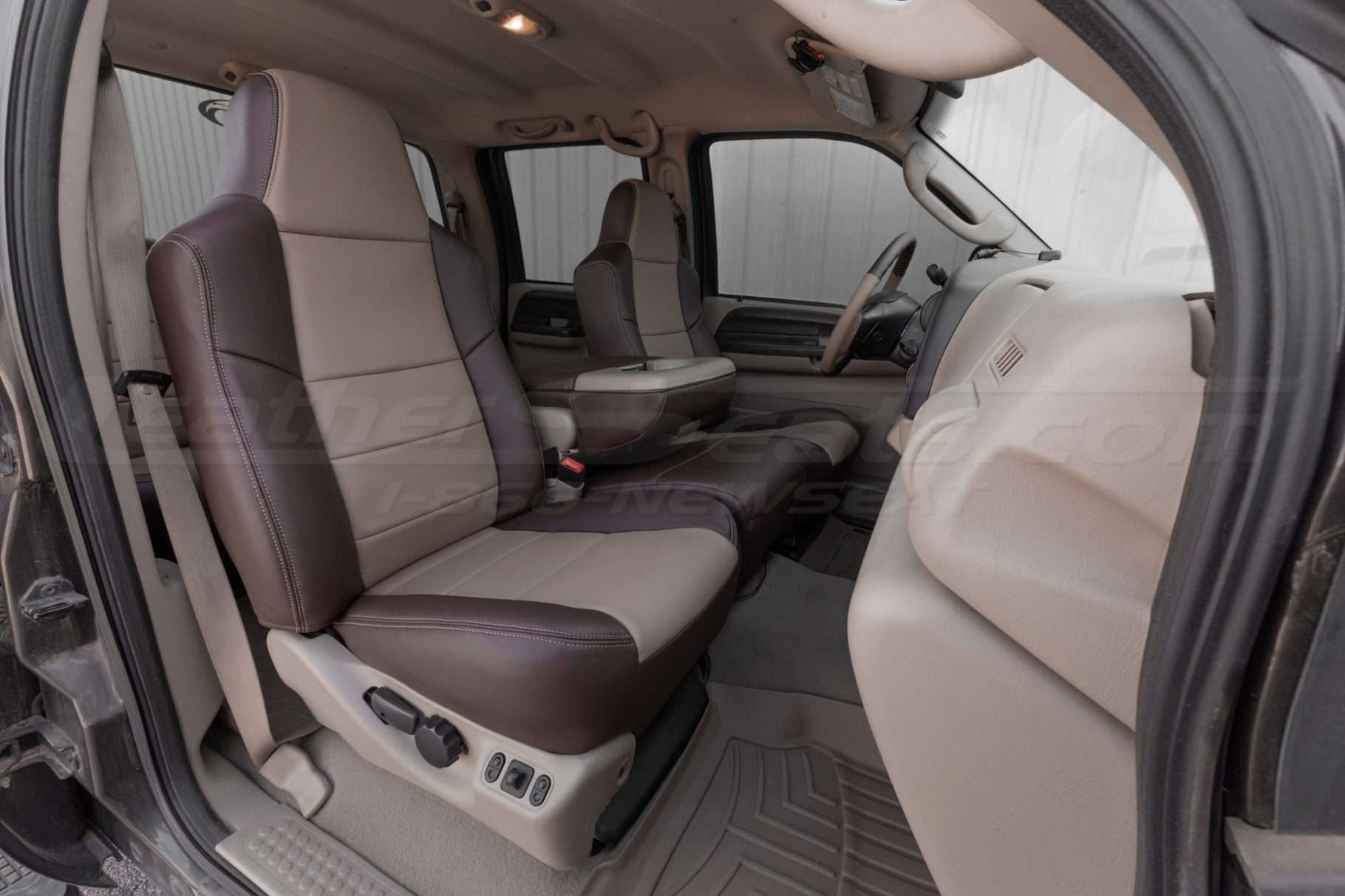 2004-2010 Ford F250/350/450/500 Aftermarket installed leather seats in Coffee/Adobe - Front passenger seat