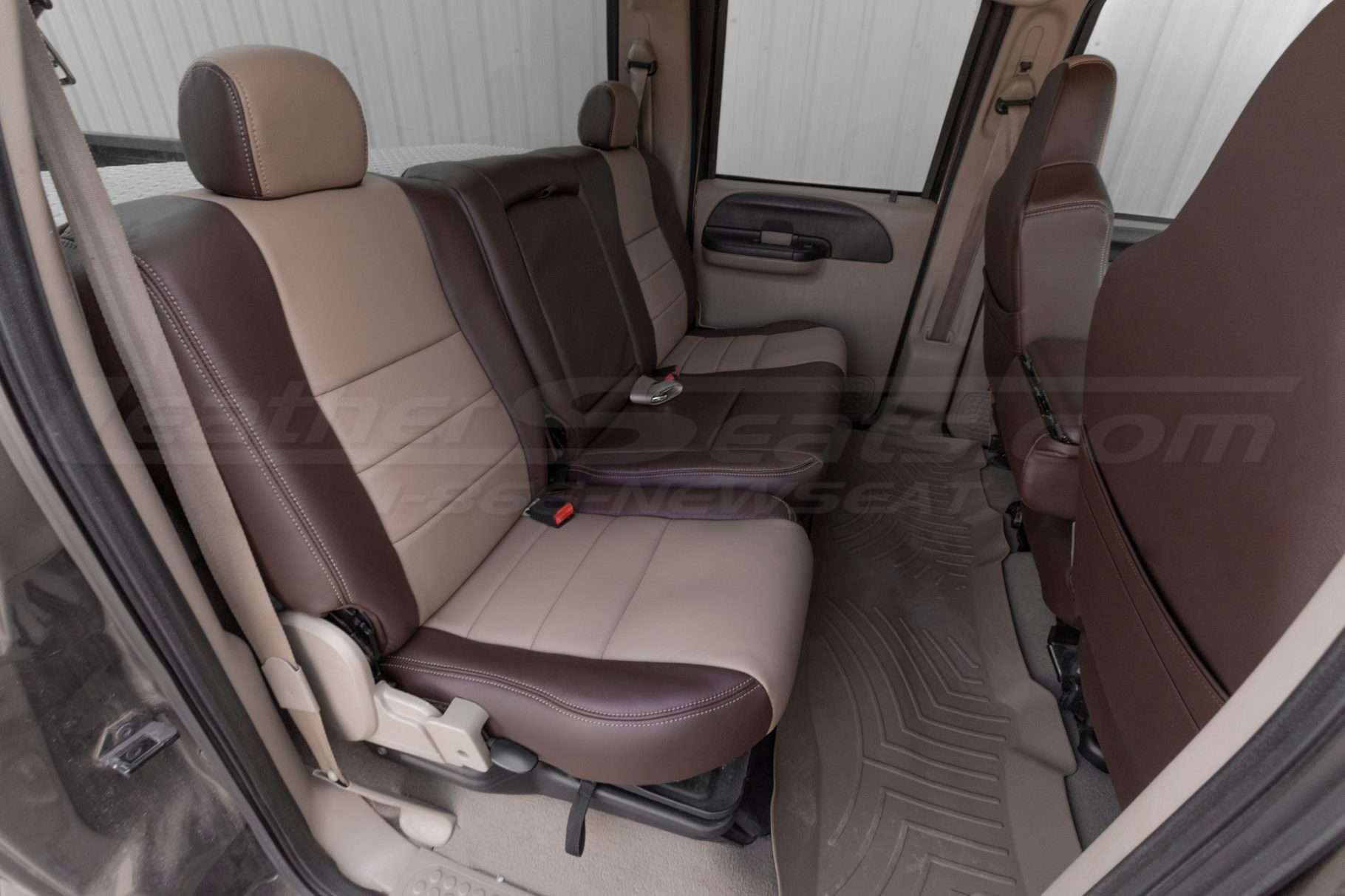 Ford F250 installed rear two-tone leather seats