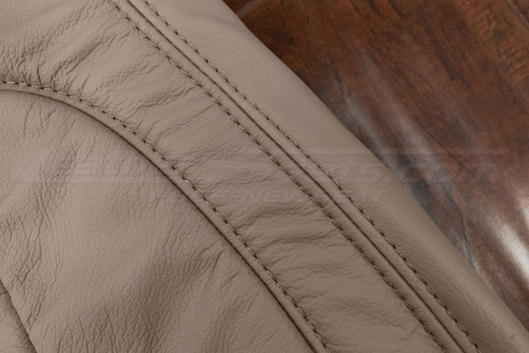 Matching Ivory double-stitching on ivory leather