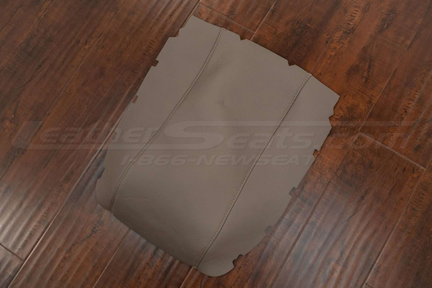 Top-down side view of premium leather console lid cover in Bristol