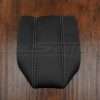Top-down flat lay of Acura Legend leather console lid cover with contrast stitching