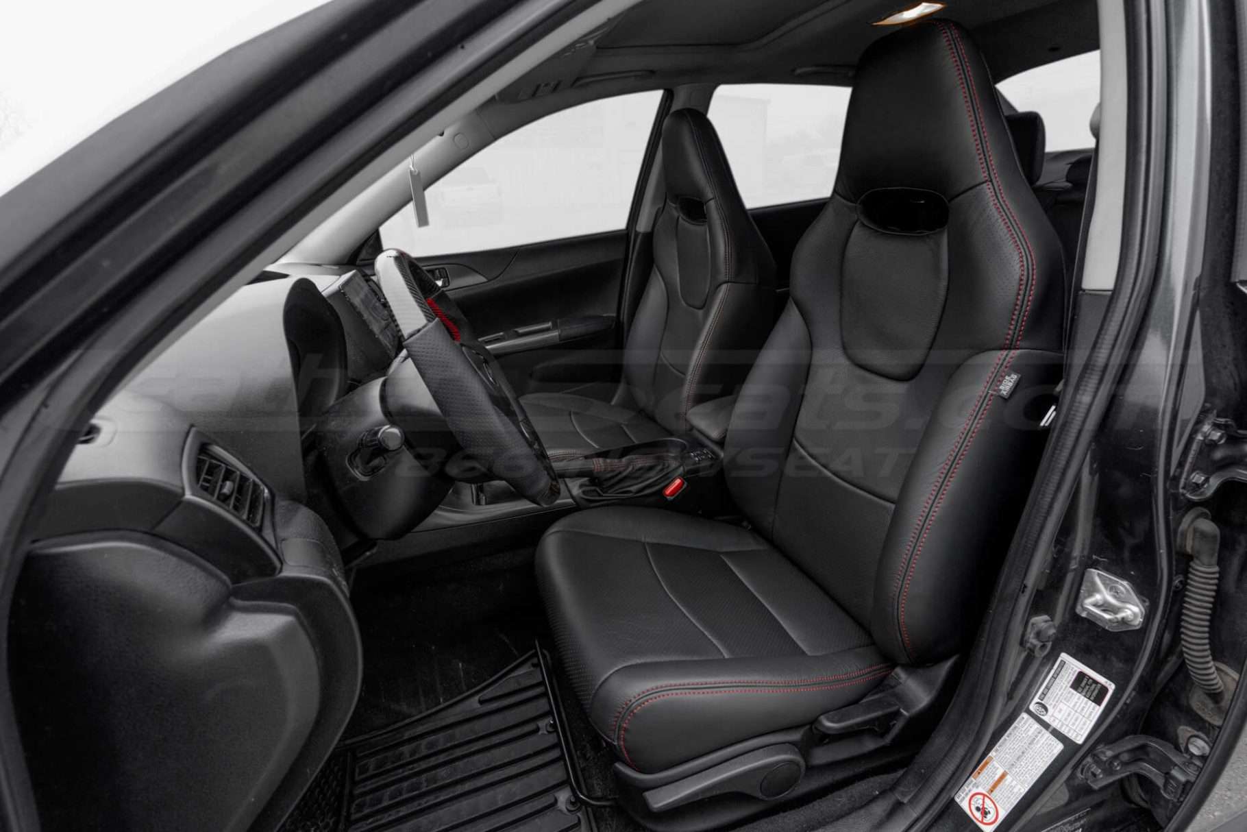 2011-2014 Subaru Impreza WRX Sedan custom aftermarket leather seat interior kit - Black - Front driver seat installed
