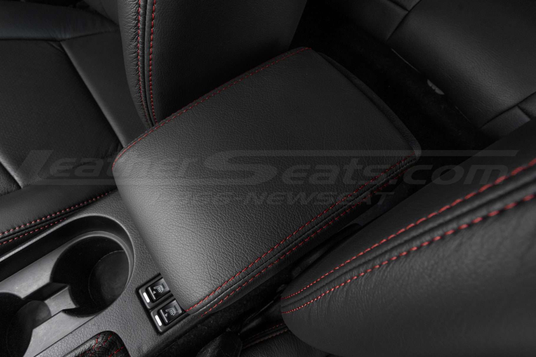 Top-down driver side view of WRX leather console lid cover