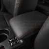 Installed Subaru WRX installed leater console cover in Dark Graphite with contrasting Red stitching
